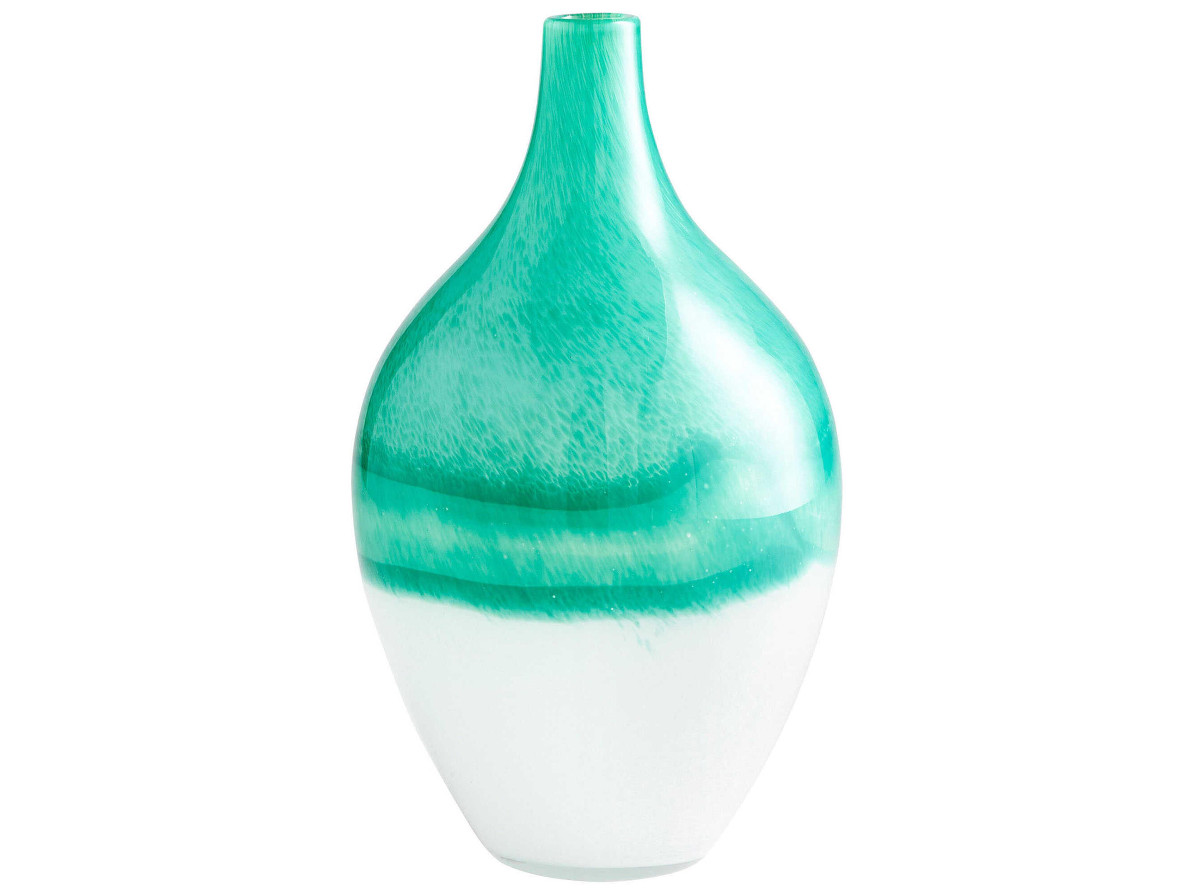 Cyan Design Iced Marble Turquoise / White 13" High Vase