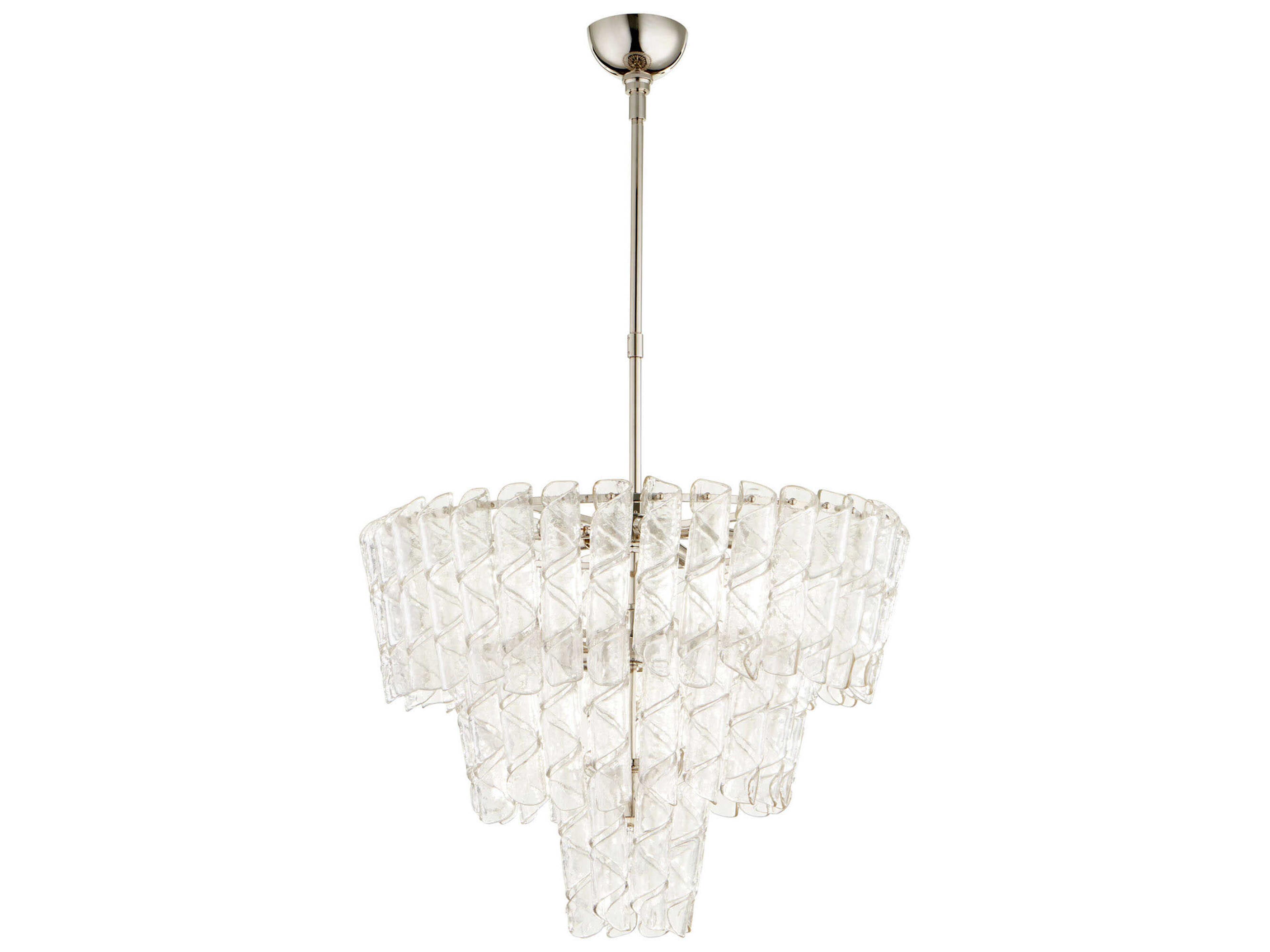 10-Light Polished Nickel Glass Tiered Pendant