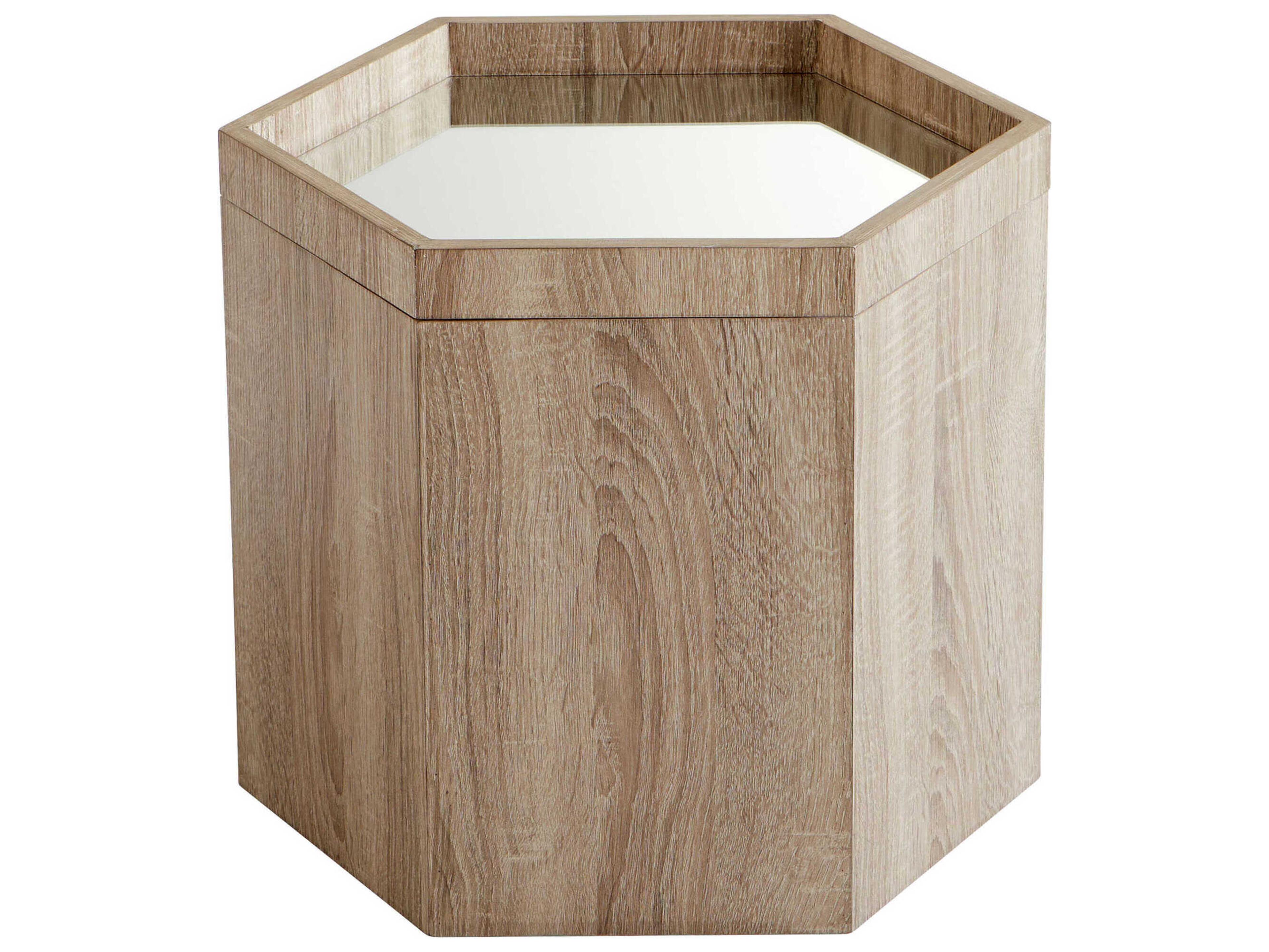 Cyan Design Hexagon Glass Oak Veneer End Table