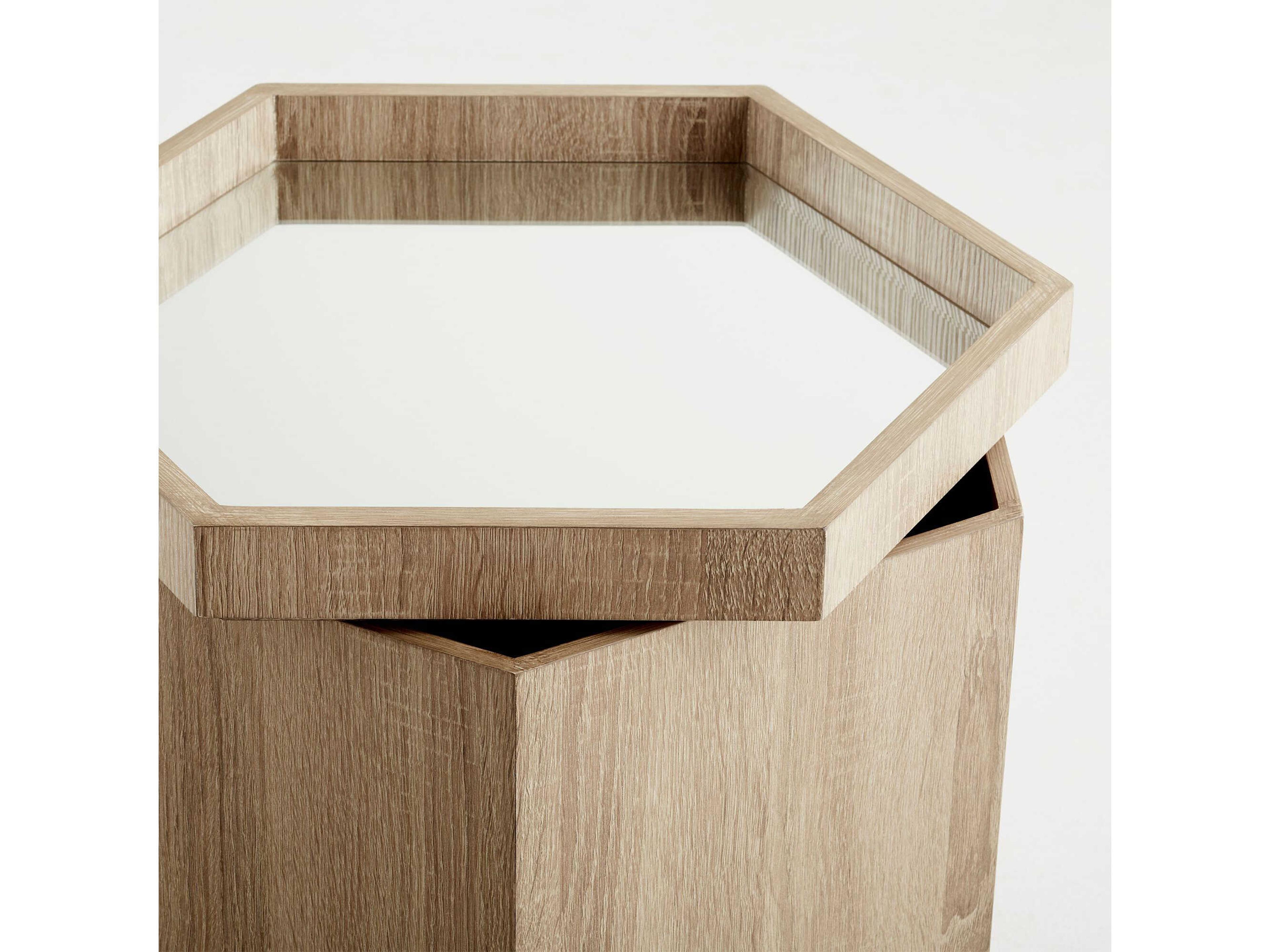 Cyan Design Hexagon Glass Oak Veneer End Table