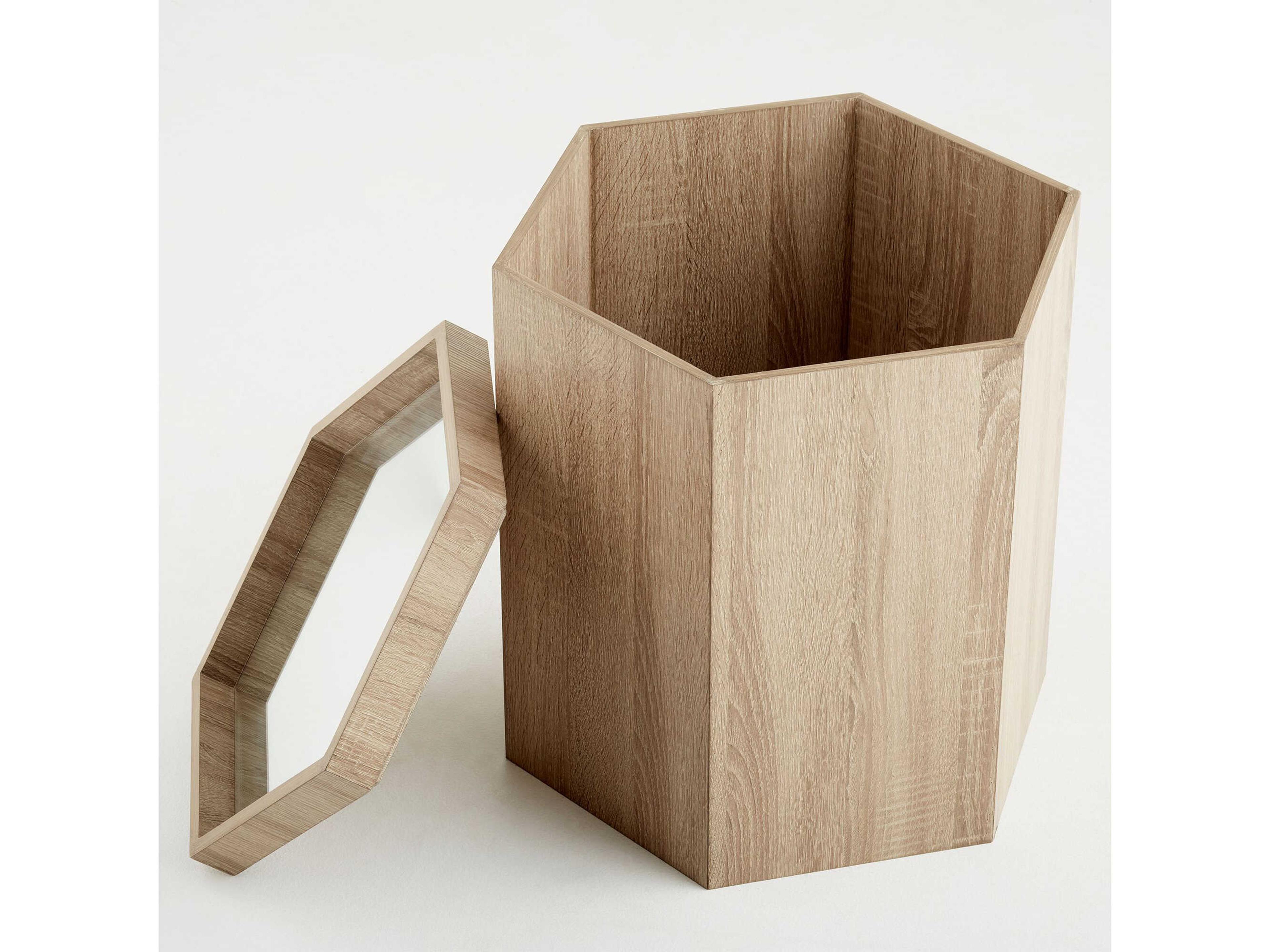 Cyan Design Hexagon Glass Oak Veneer End Table