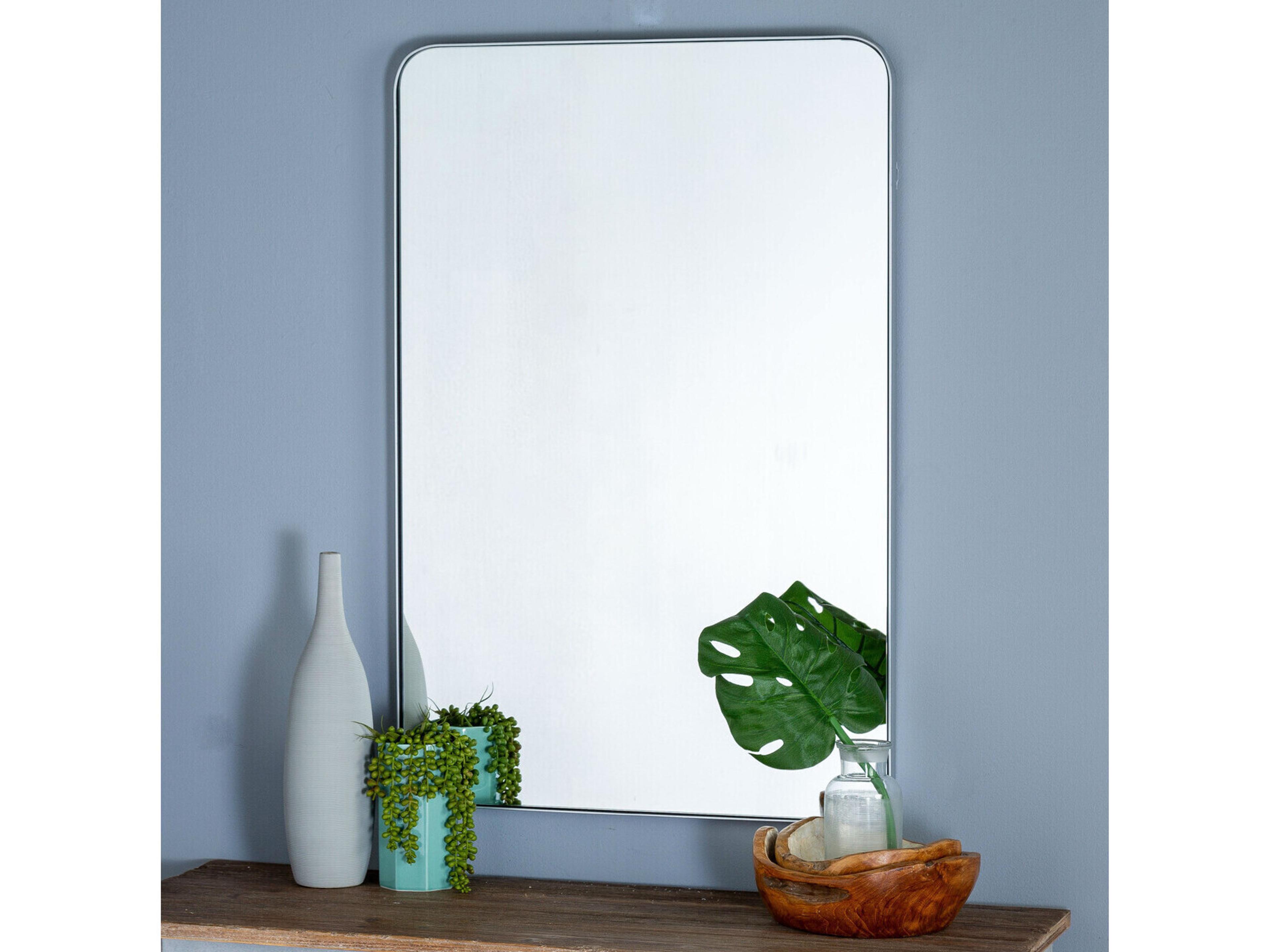 Cooper Classics Ryne Rectangle Wall Mirror — Silver Metal Frame ...