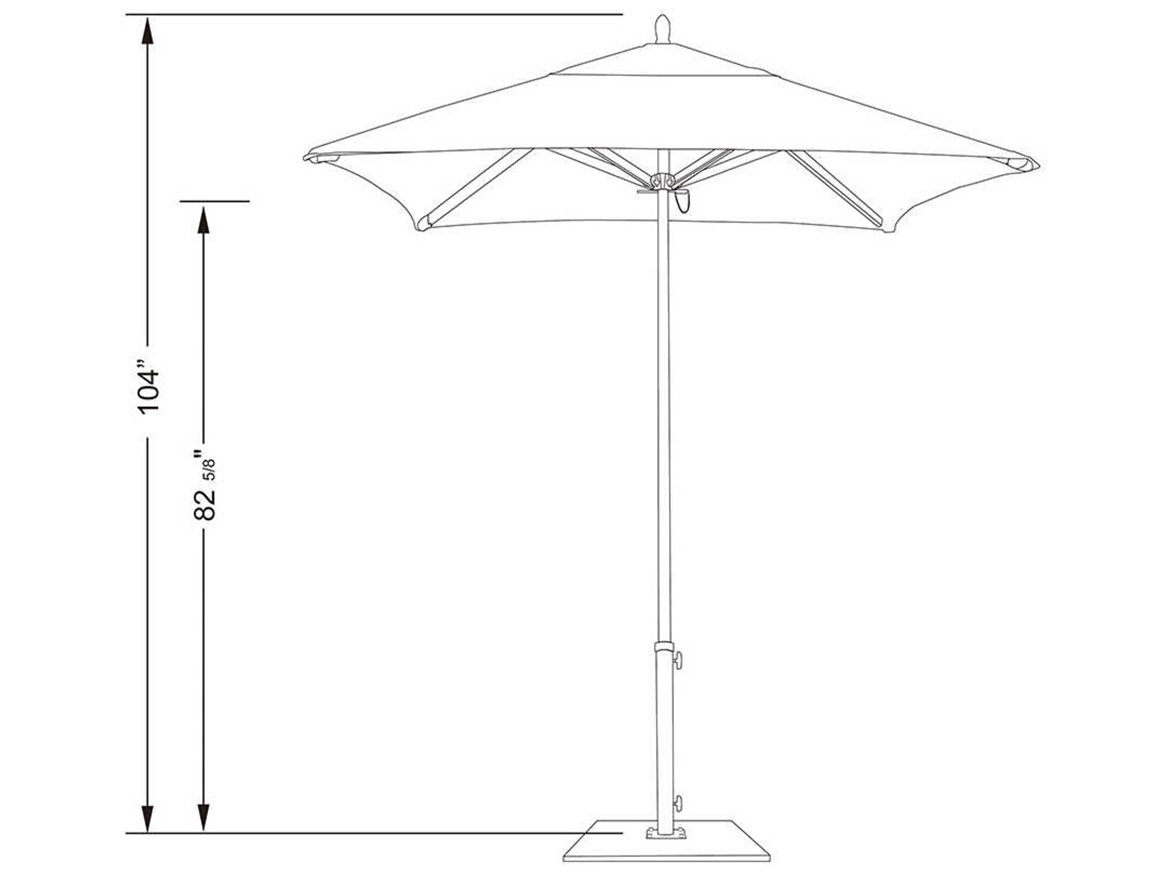 California Outdoor Umbrella Quick Ship Rodeo Series 6 Foot Square Market Aluminum Outdoor Umbrella with Push Lift System