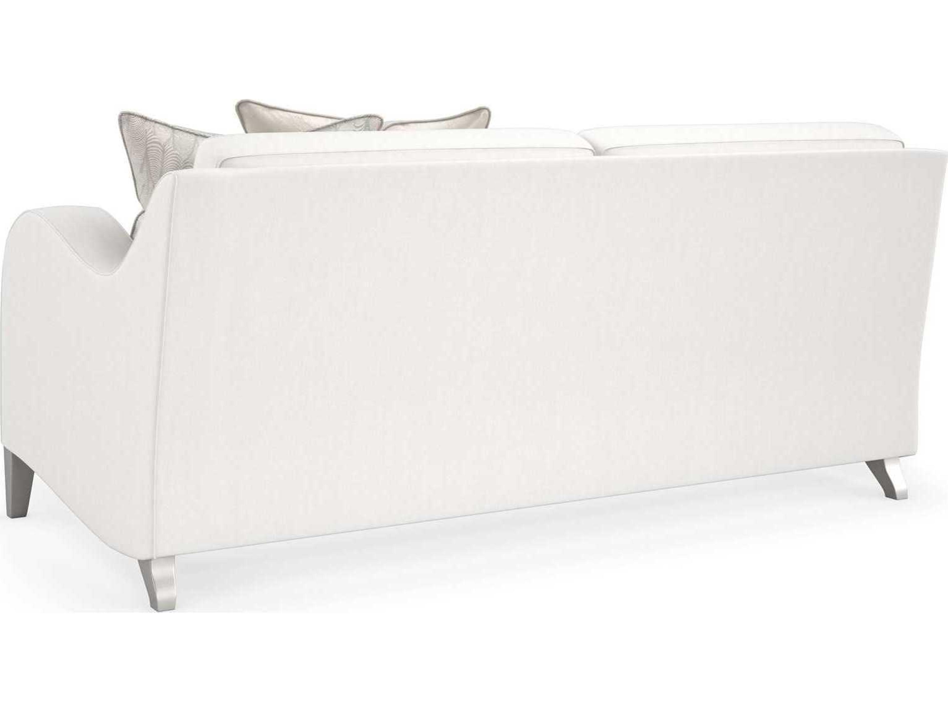 Caracole Victoria RAF Sparkling Argent White Upholstered Loveseat
