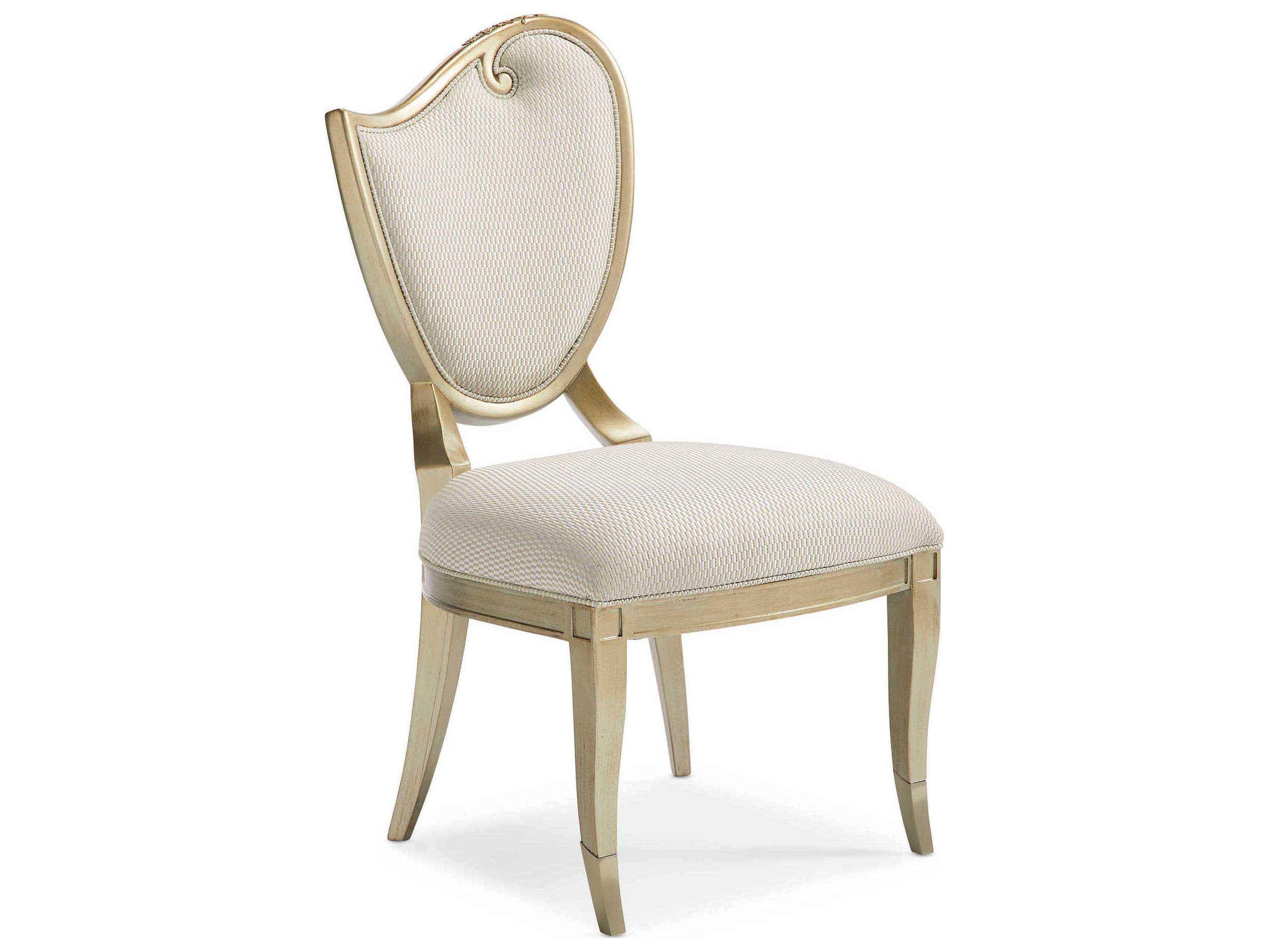 Caracole Fontainebleau Left Side Hardwood White Upholstered Dining Chair