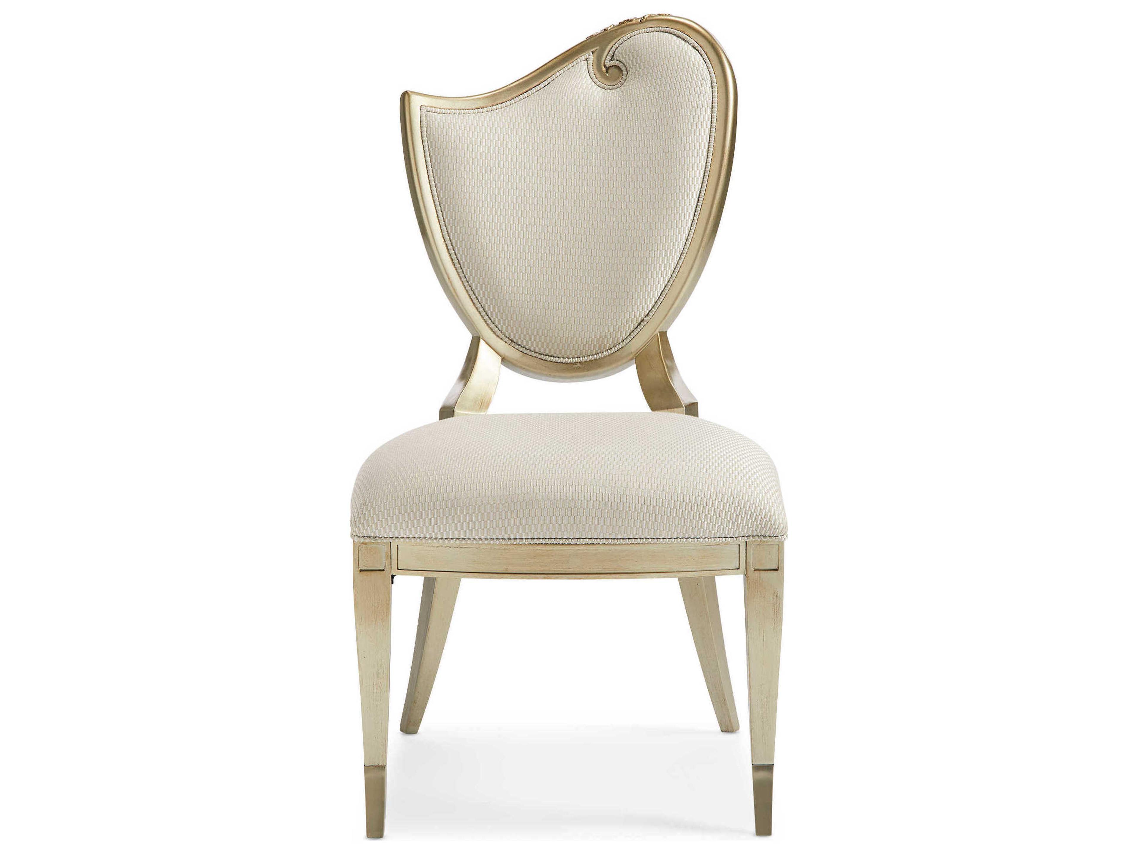 Caracole Fontainebleau Left Side Hardwood White Upholstered Dining Chair