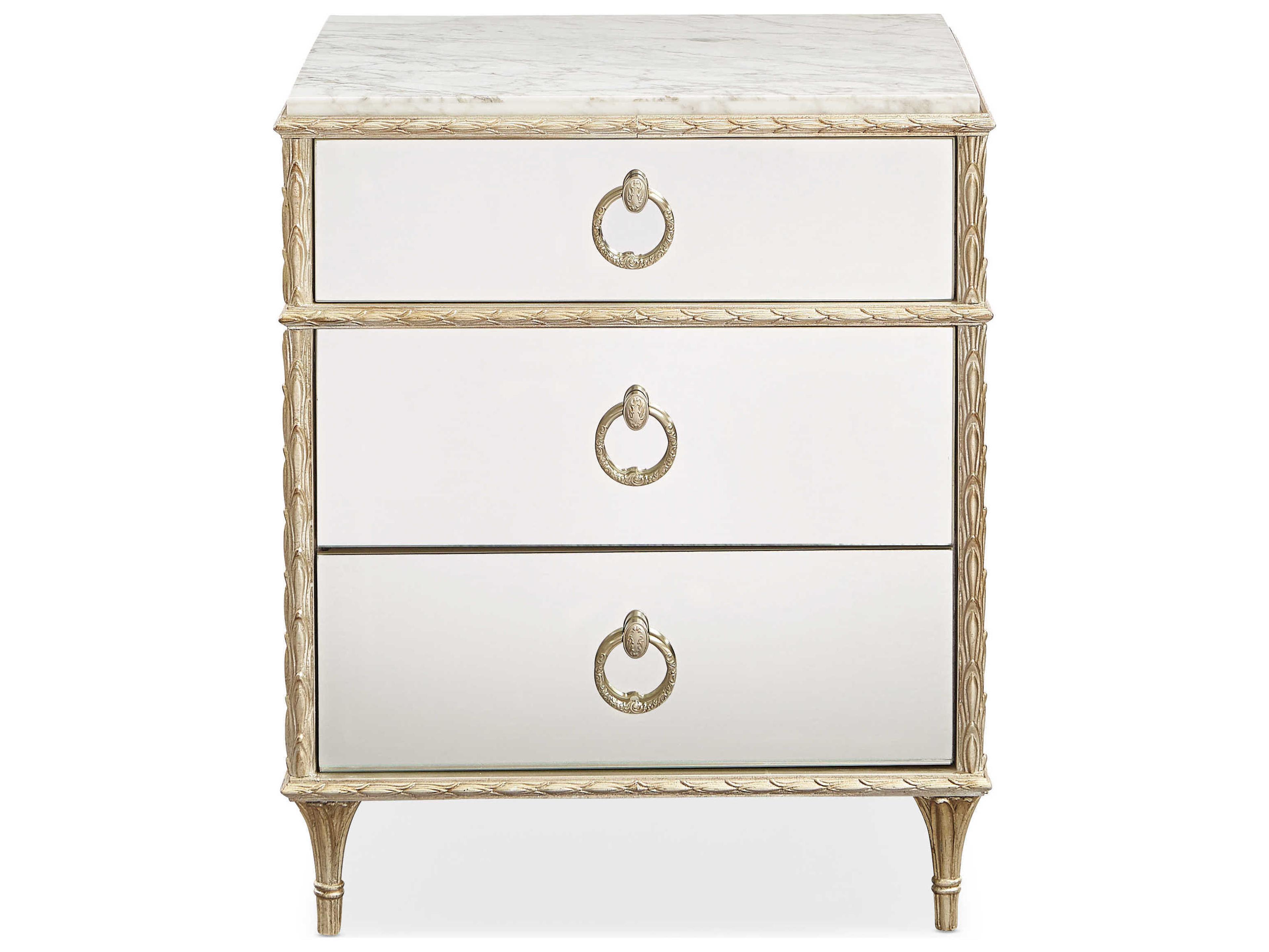 Caracole Fontainebleau 3-Drawers Mirrored Hardwood Nightstand