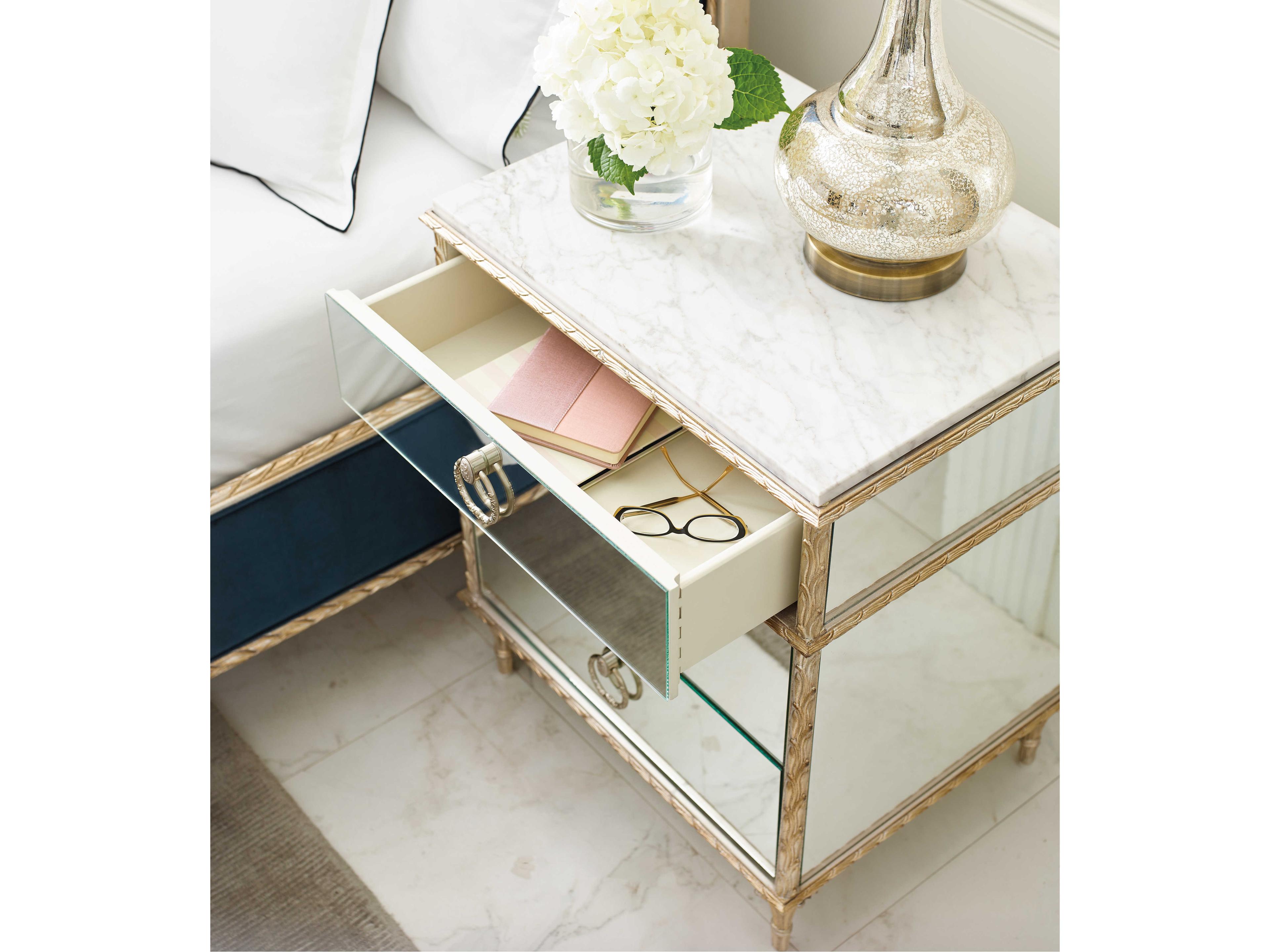 Caracole Fontainebleau 3-Drawers Mirrored Hardwood Nightstand