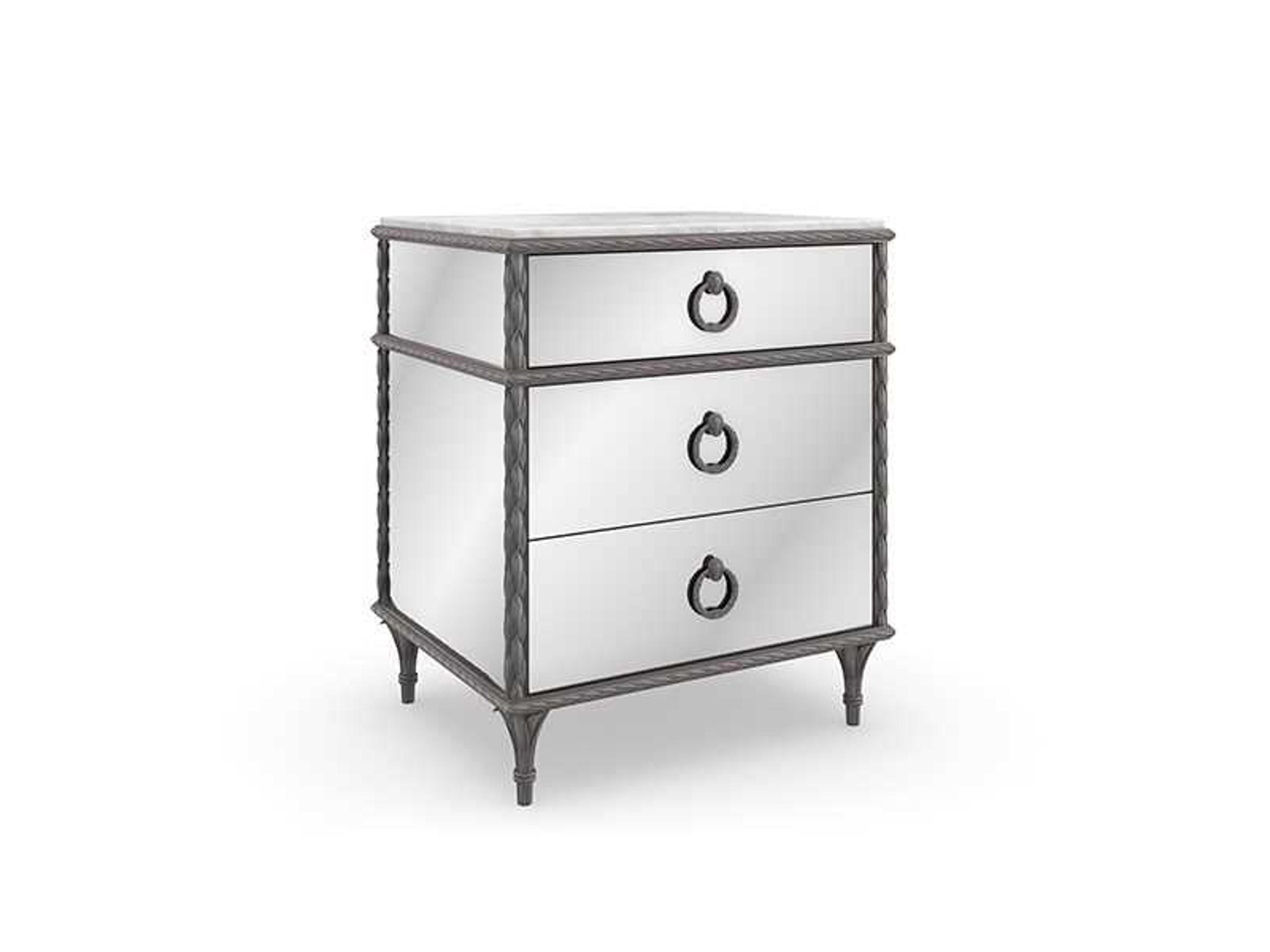 Fontainebleau 3-Drawers Mirrored Hardwood Nightstand