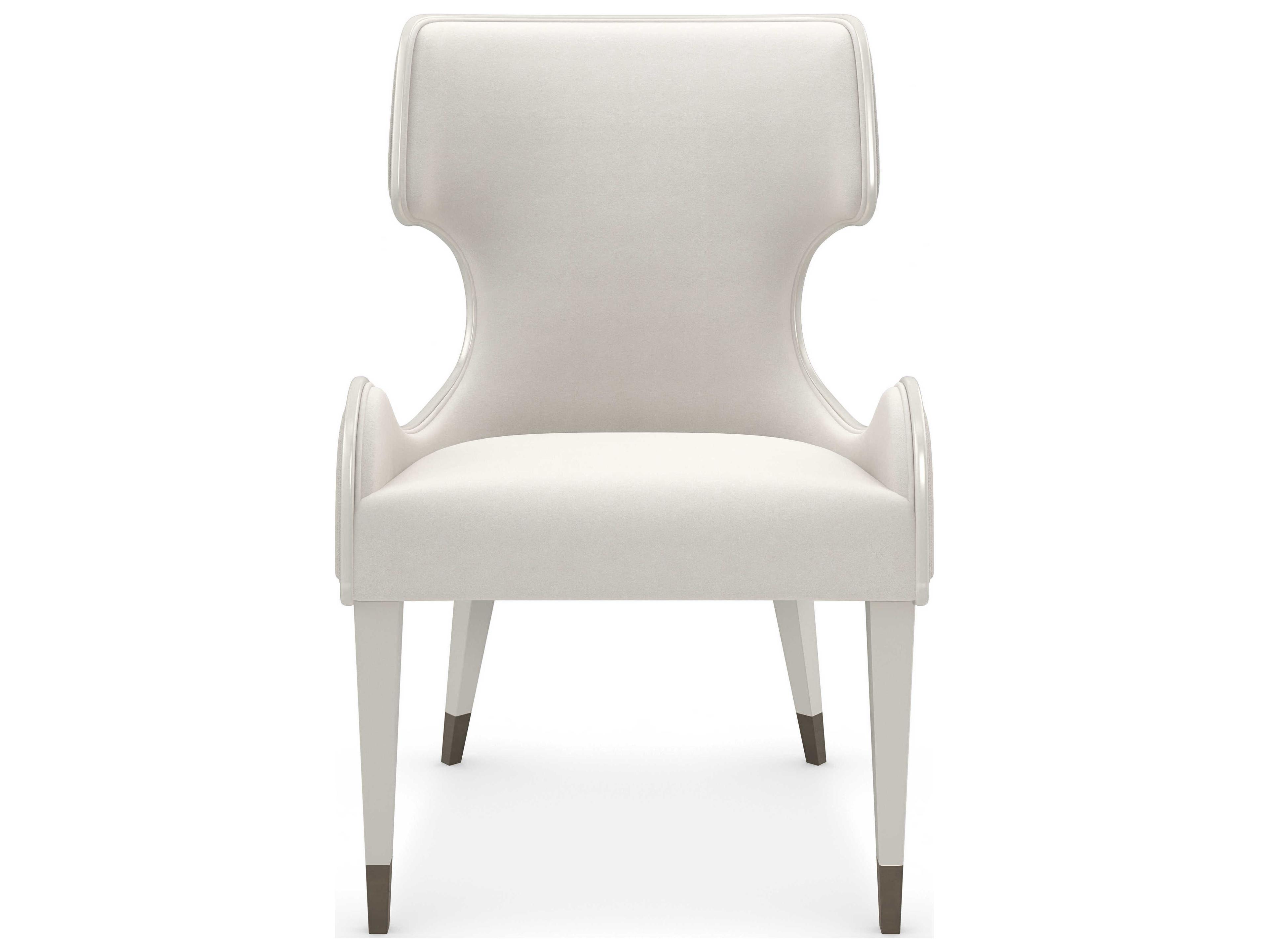 Caracole Valentina Birch Wood White Upholstered Arm Dining Chair