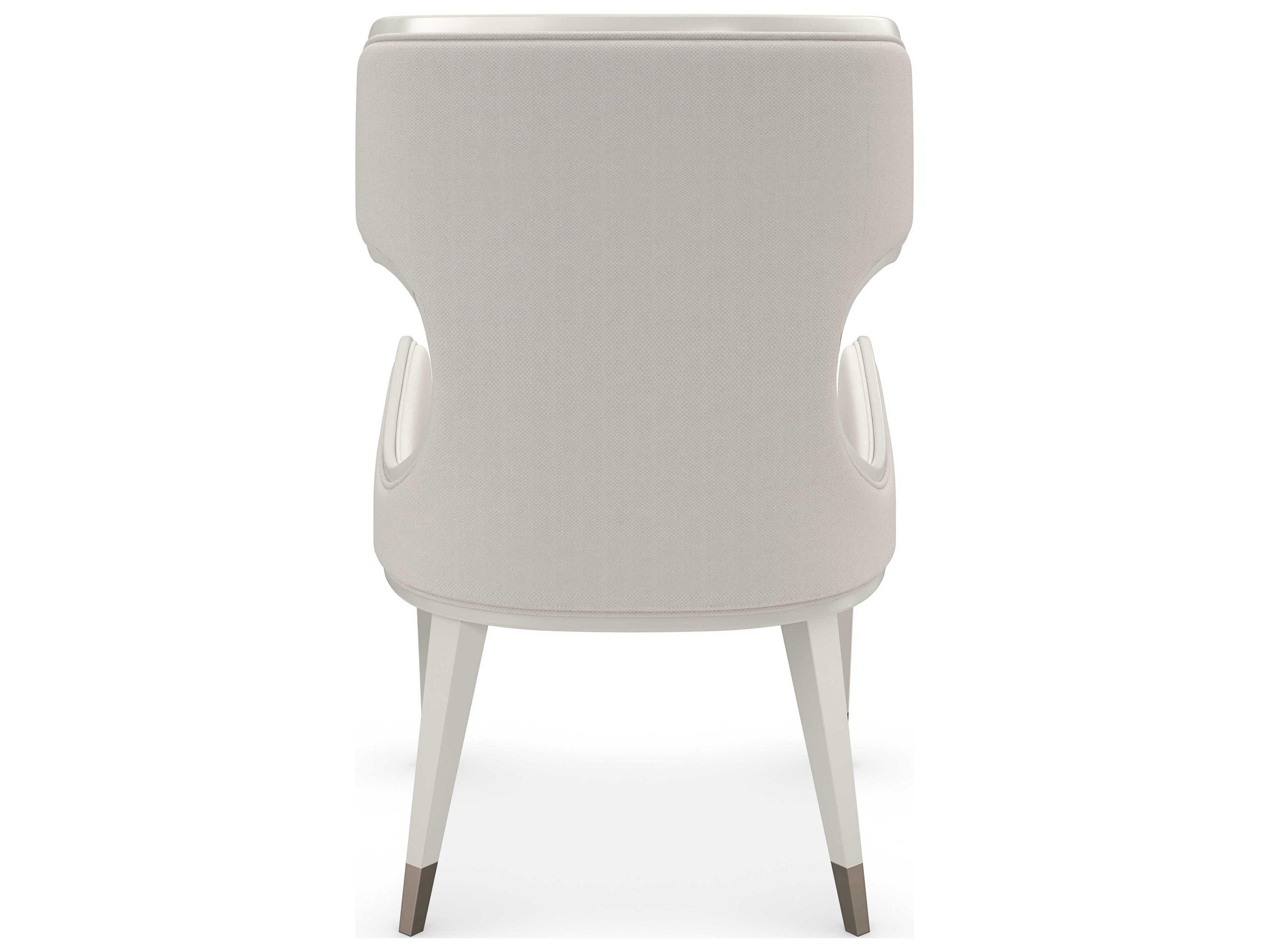 Caracole Valentina Birch Wood White Upholstered Arm Dining Chair