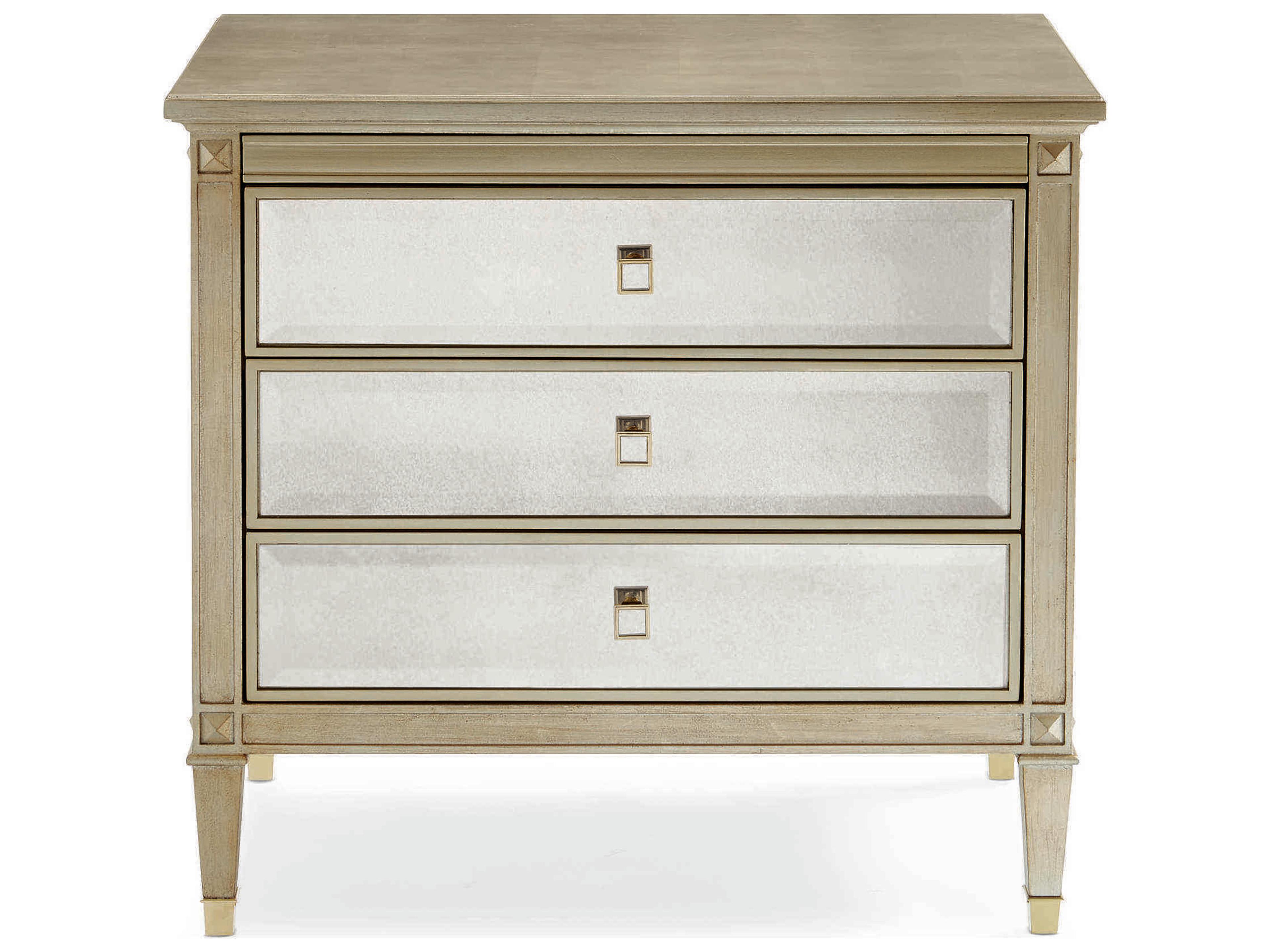 Caracole Classic A Classic Beauty Silver Leaf 3-Drawers Nightstand
