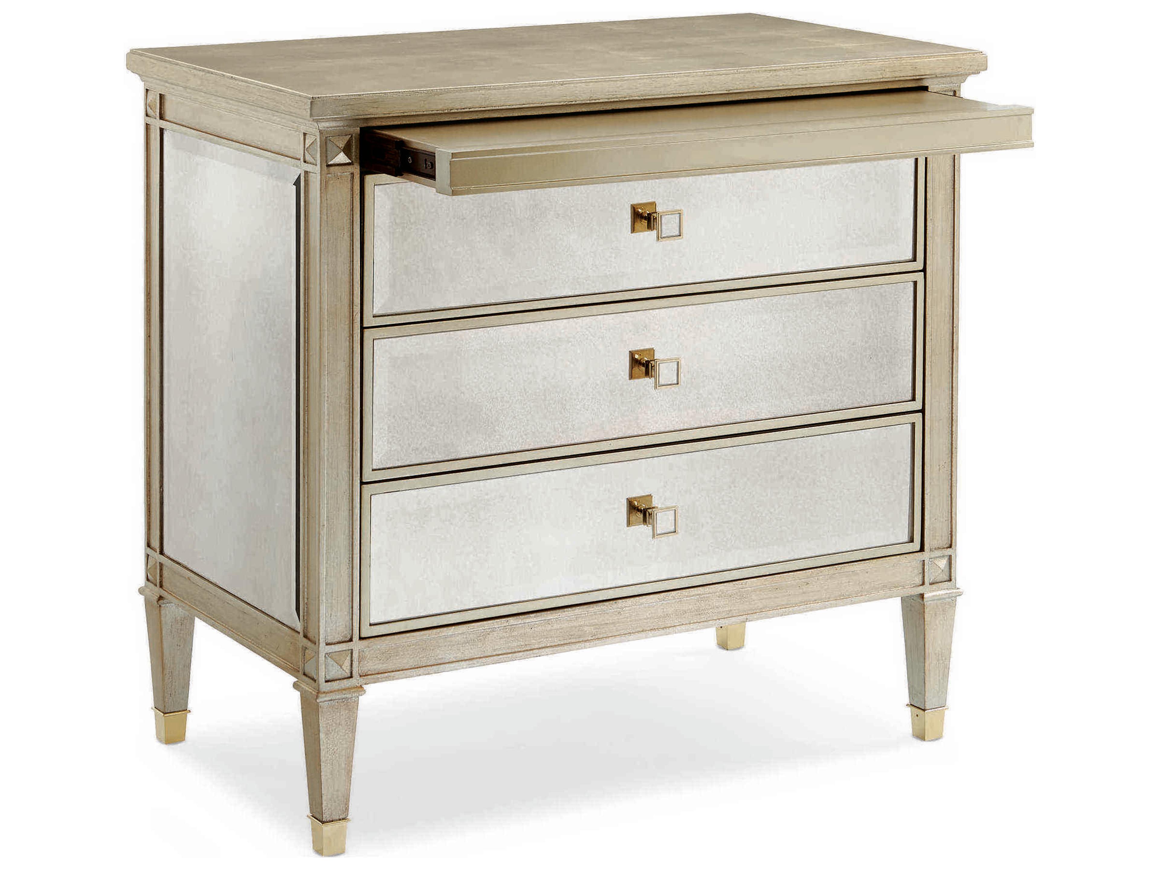Caracole Classic A Classic Beauty Silver Leaf 3-Drawers Nightstand
