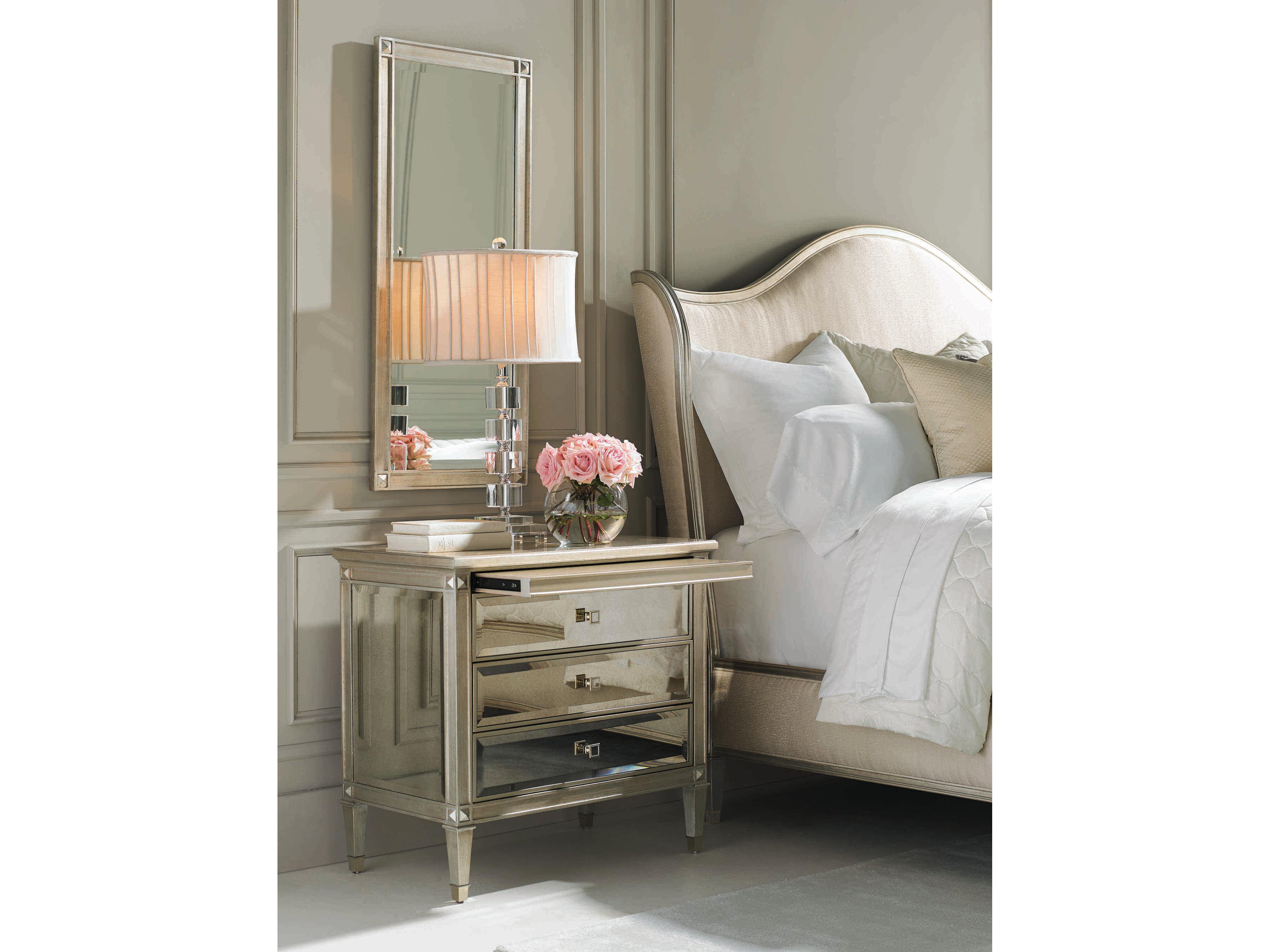 Caracole Classic A Classic Beauty Silver Leaf 3-Drawers Nightstand