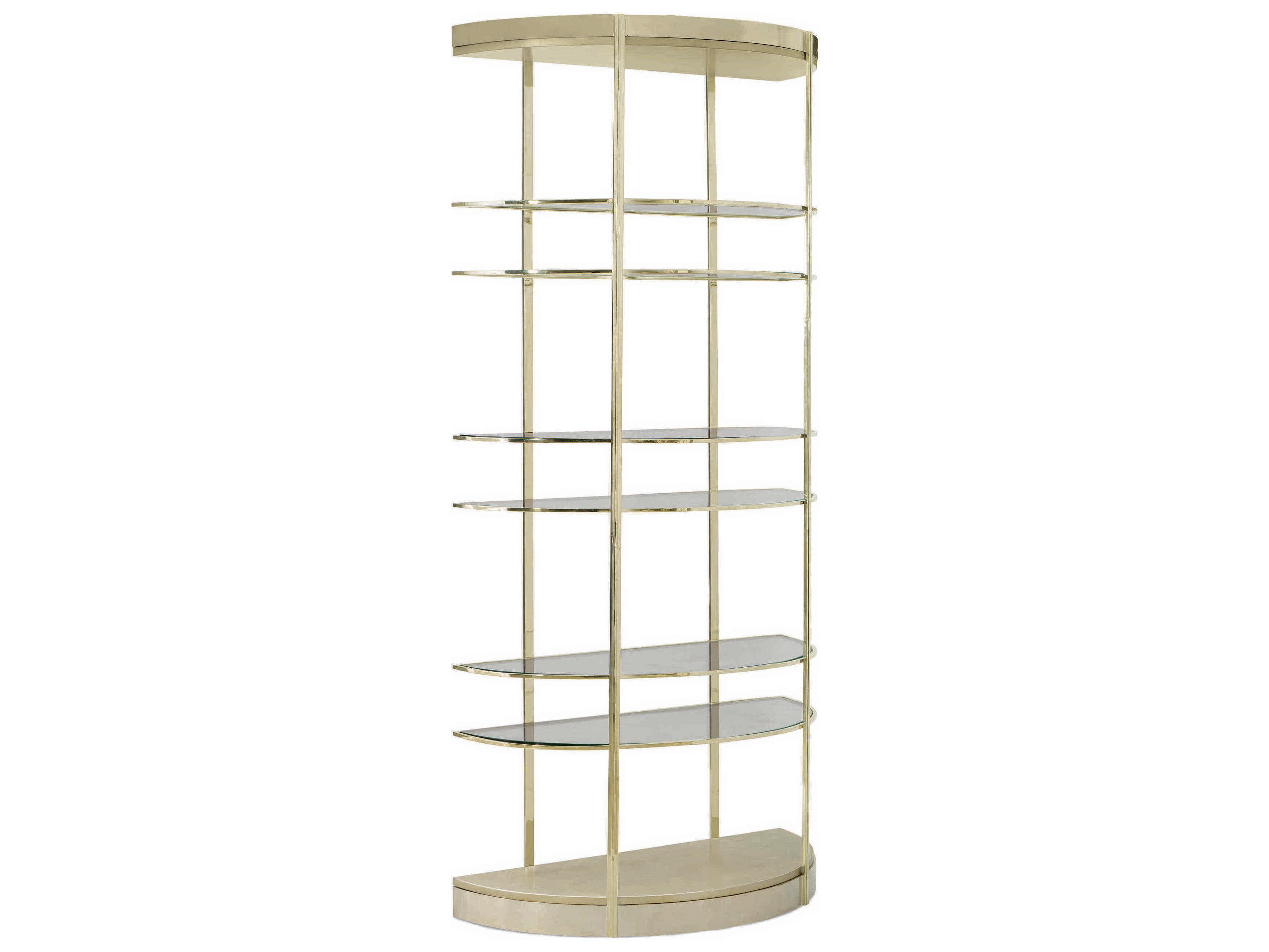 Caracole Classic Up Up and Away Auric Silver Leaf / Whisper of Gold Half Moon Etagere