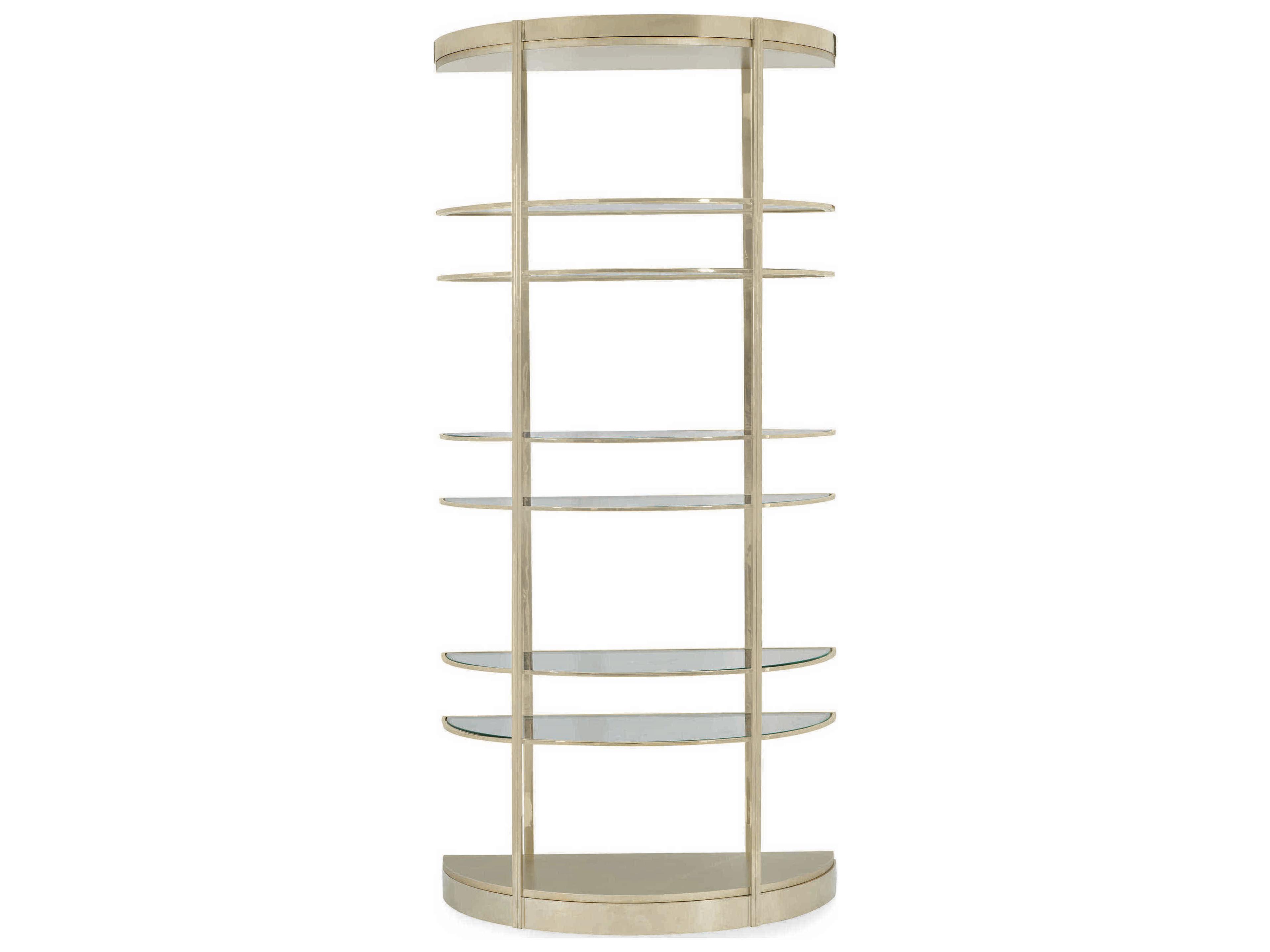 Caracole Classic Up Up and Away Auric Silver Leaf / Whisper of Gold Half Moon Etagere