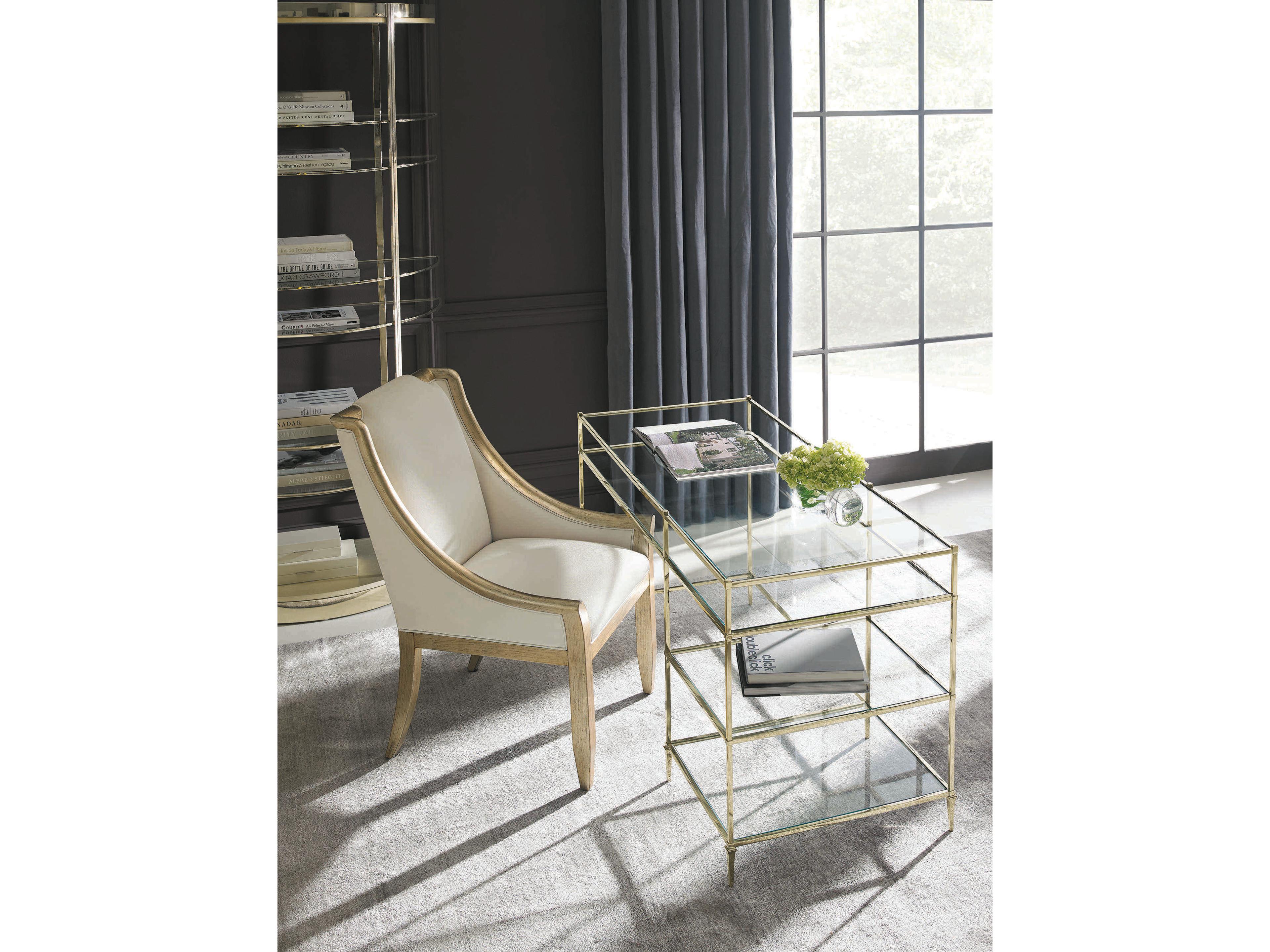 Caracole Classic Up Up and Away Auric Silver Leaf / Whisper of Gold Half Moon Etagere
