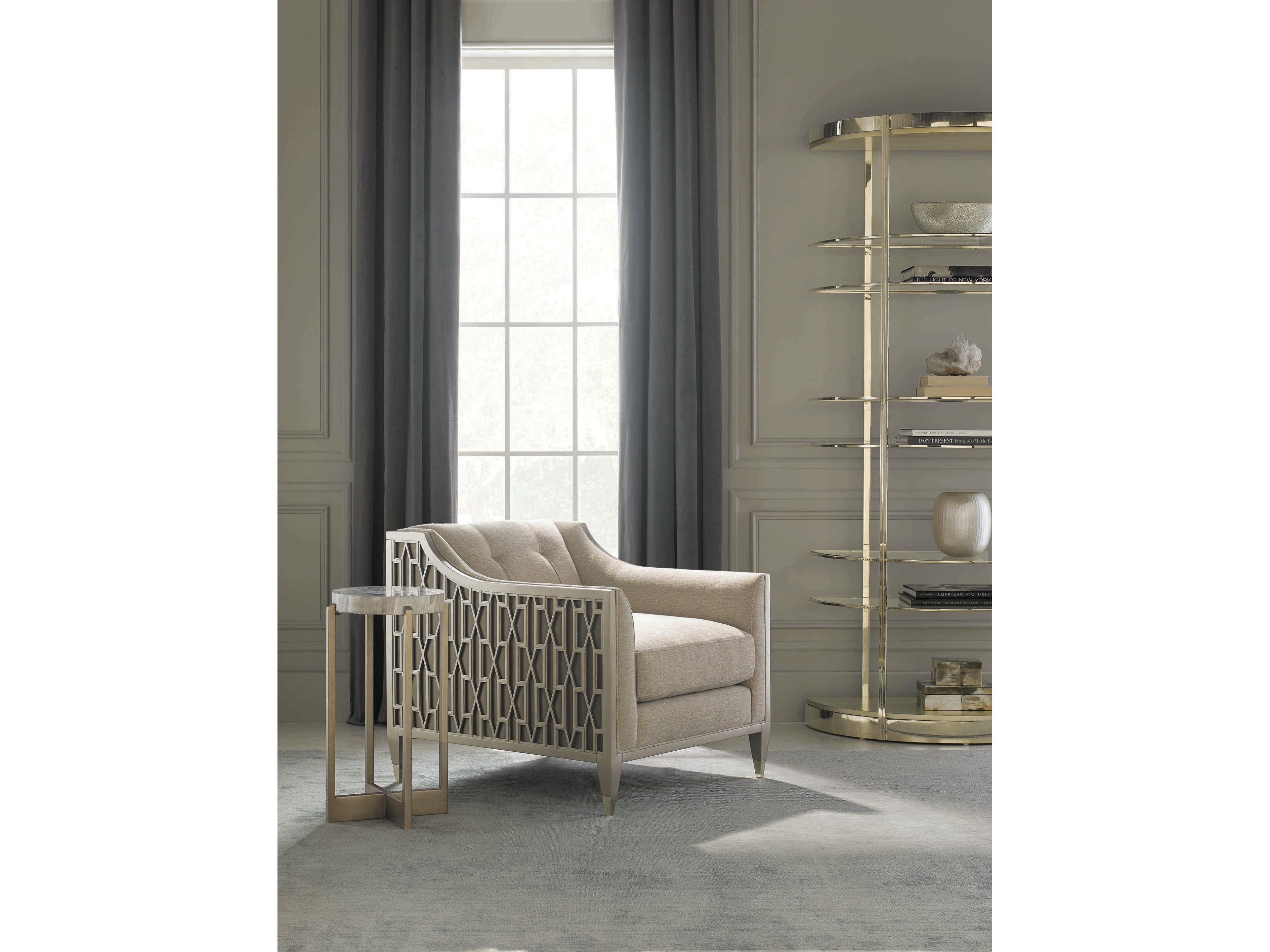 Caracole Classic Up Up and Away Auric Silver Leaf / Whisper of Gold Half Moon Etagere