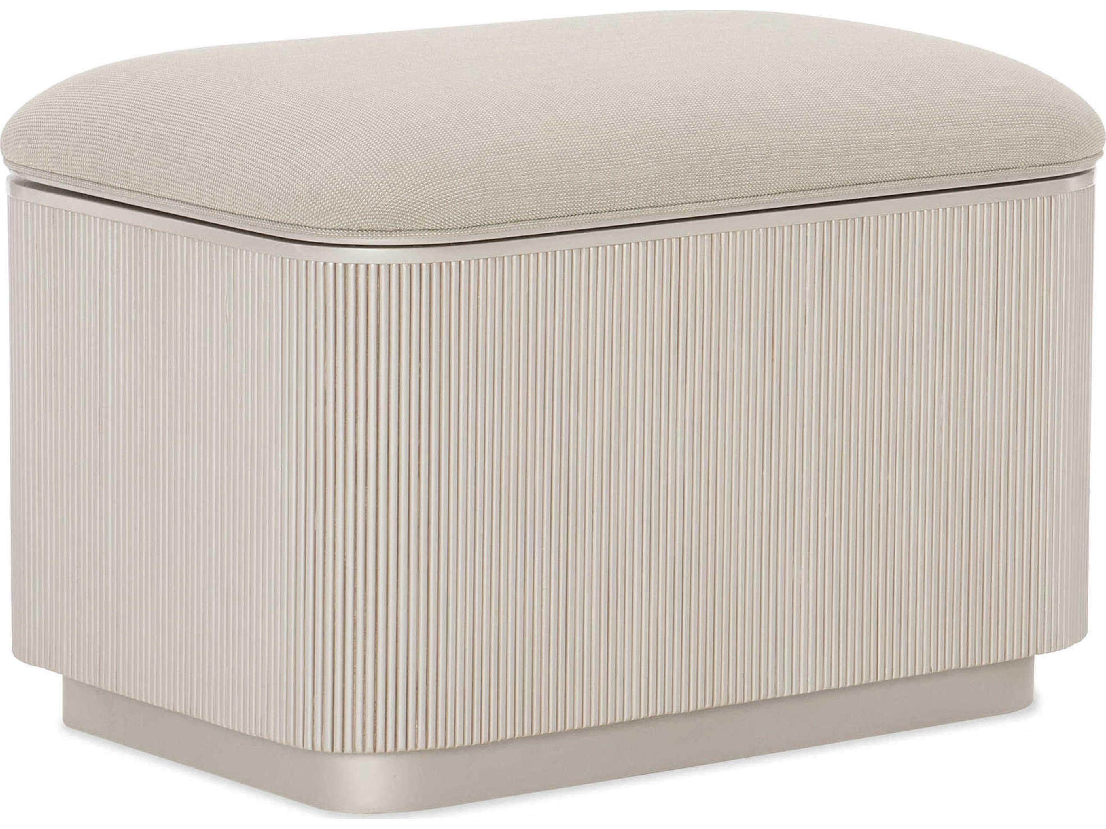 For The Love Of Upholstered Storage Ottoman in Matte Pearl
