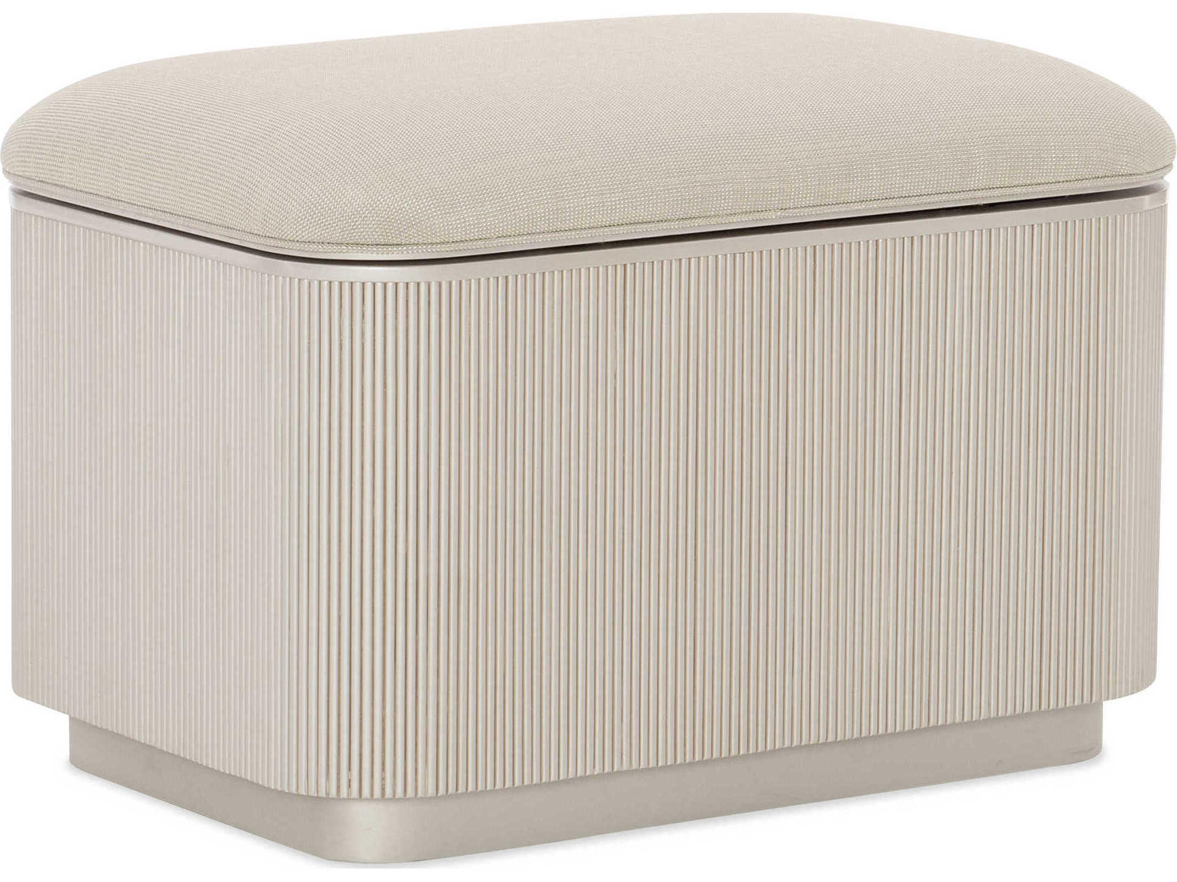 Caracole Classic For the Love of Matter Pearl White Upholstered Ottoman