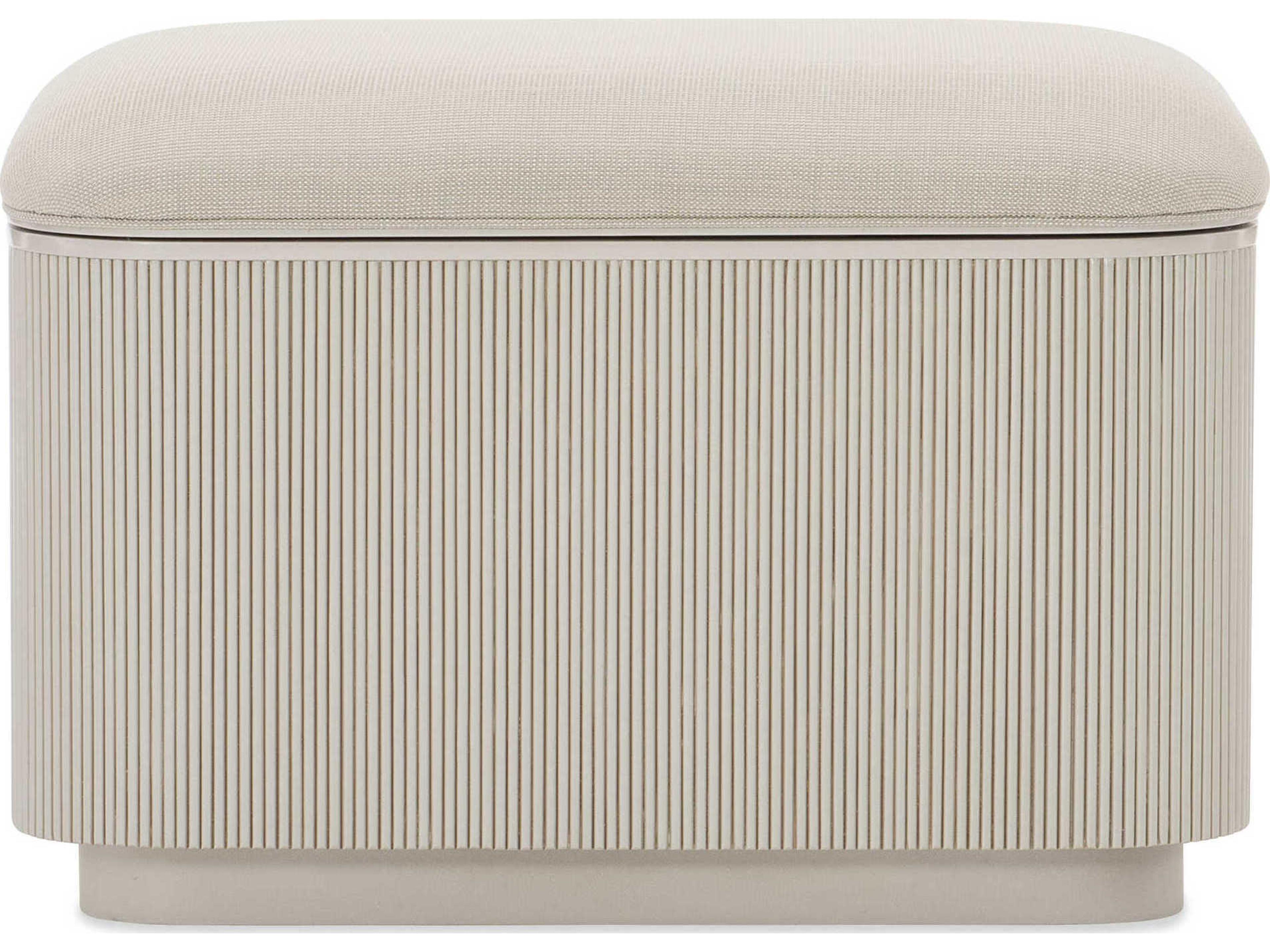 Caracole Classic For the Love of Matter Pearl White Upholstered Ottoman