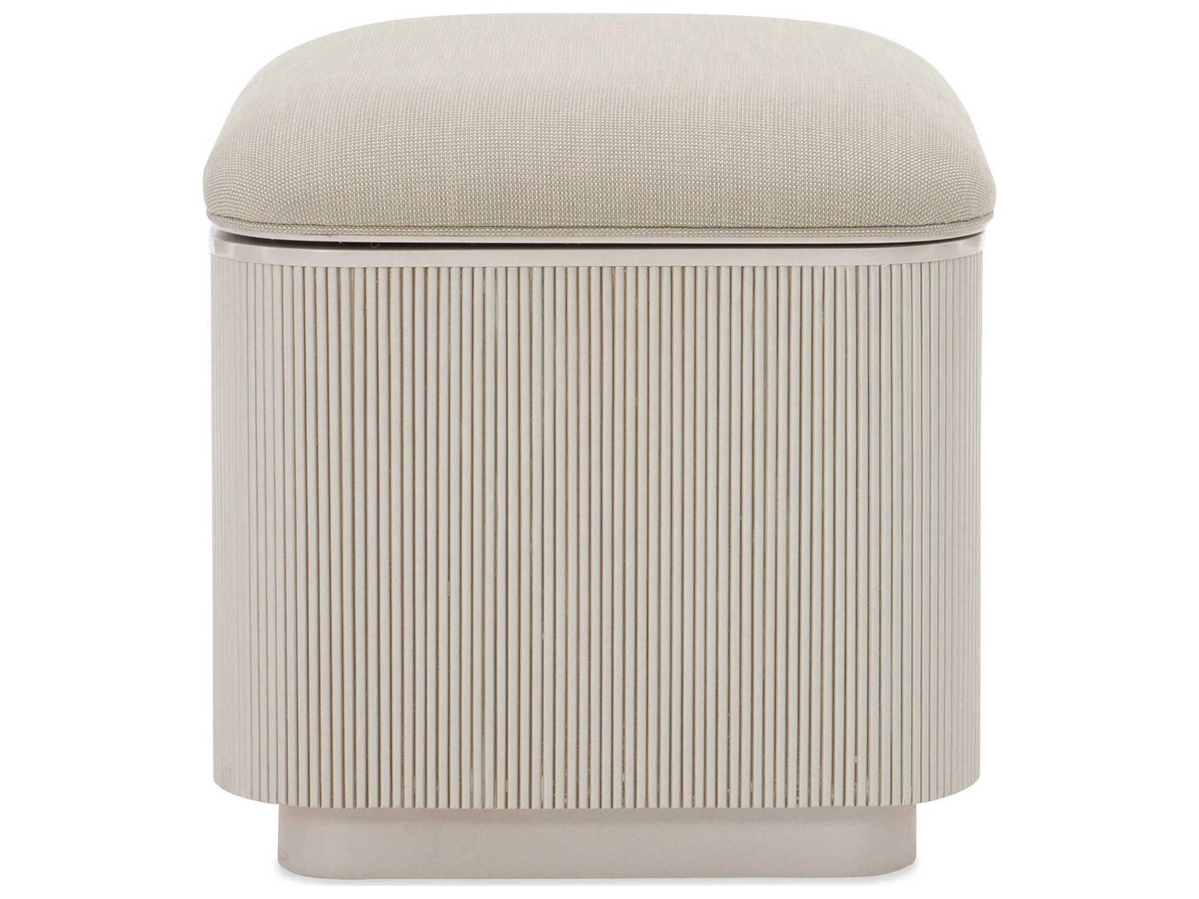 Caracole Classic For the Love of Matter Pearl White Upholstered Ottoman