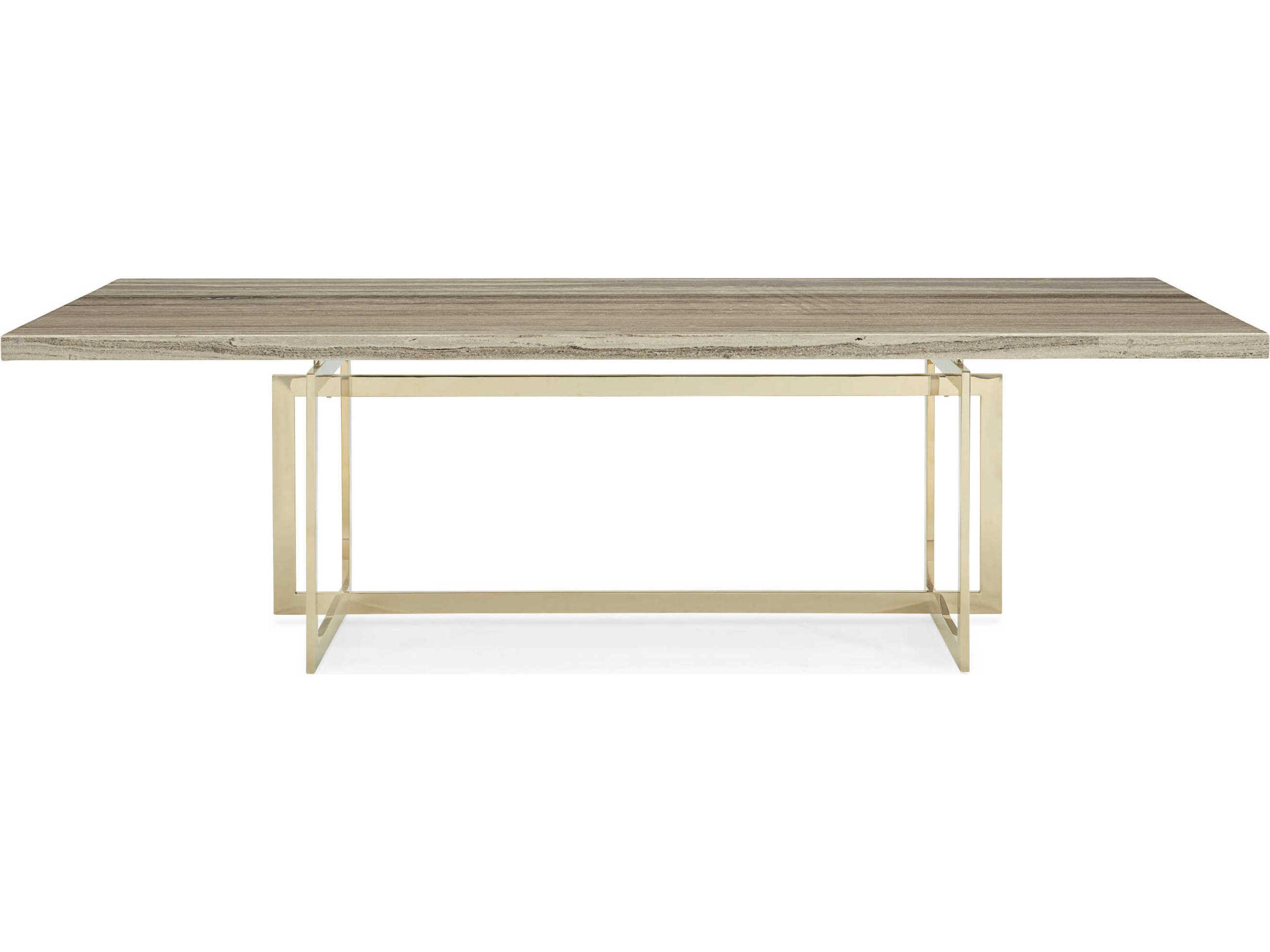 Caracole Classic Wish You Were Here Rectangular Grey Sandstone Whisper Of Gold Dining Table