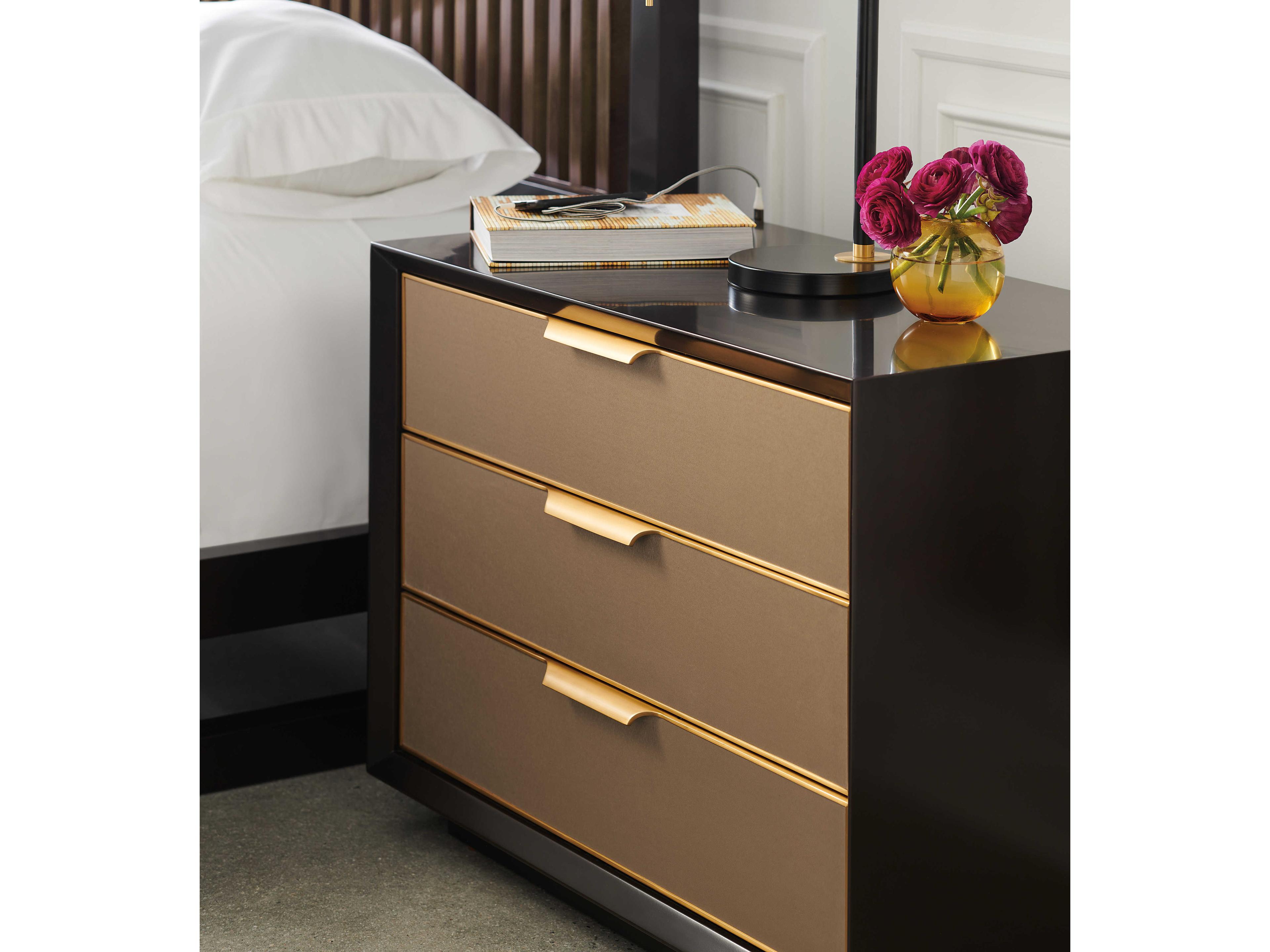 Caracole Classic Triple Wrap 3-Drawers Brown Nightstand