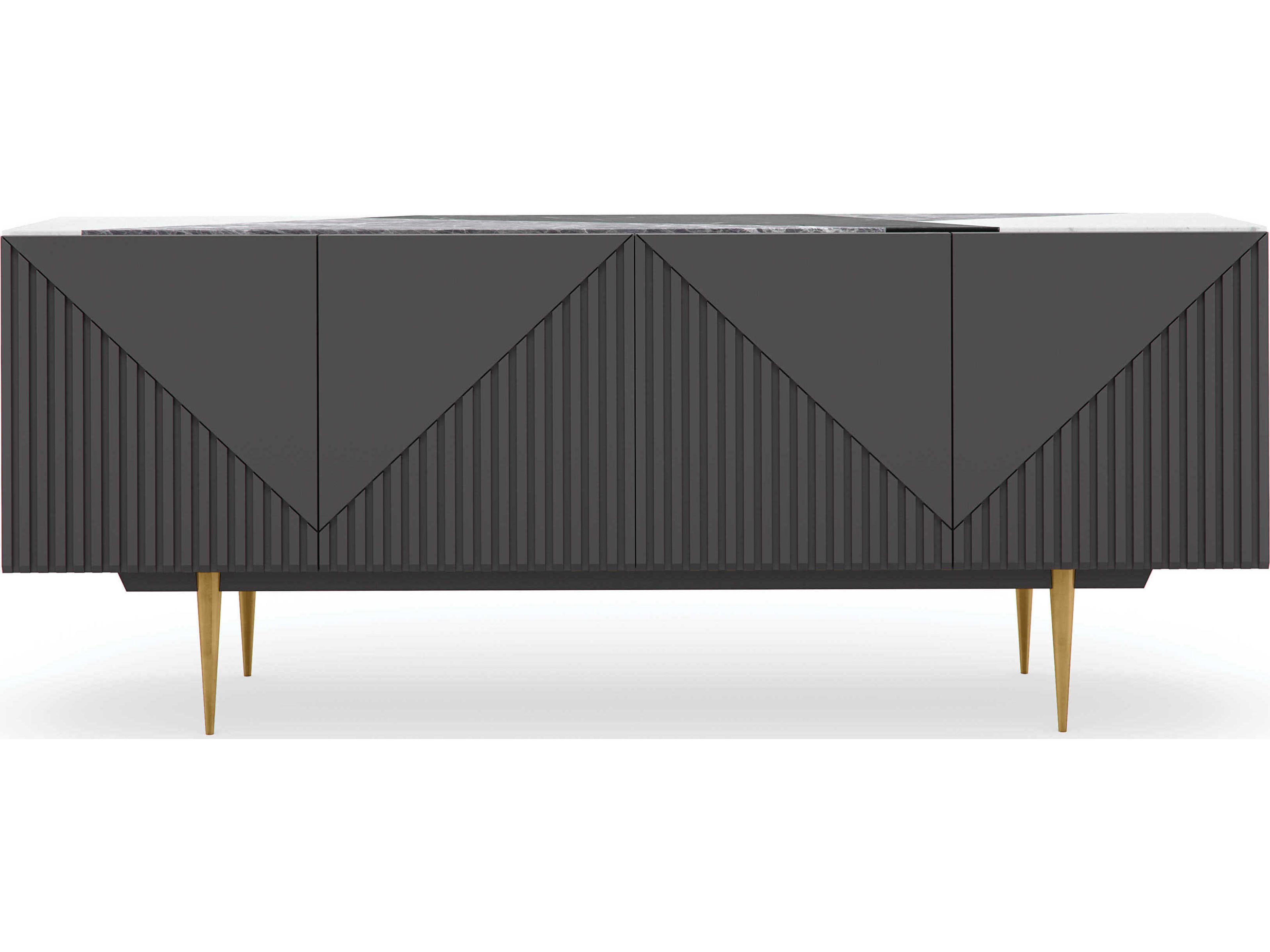 Caracole Classic Over the Edge 80" Warm Slate Champagne Gold Sideboard