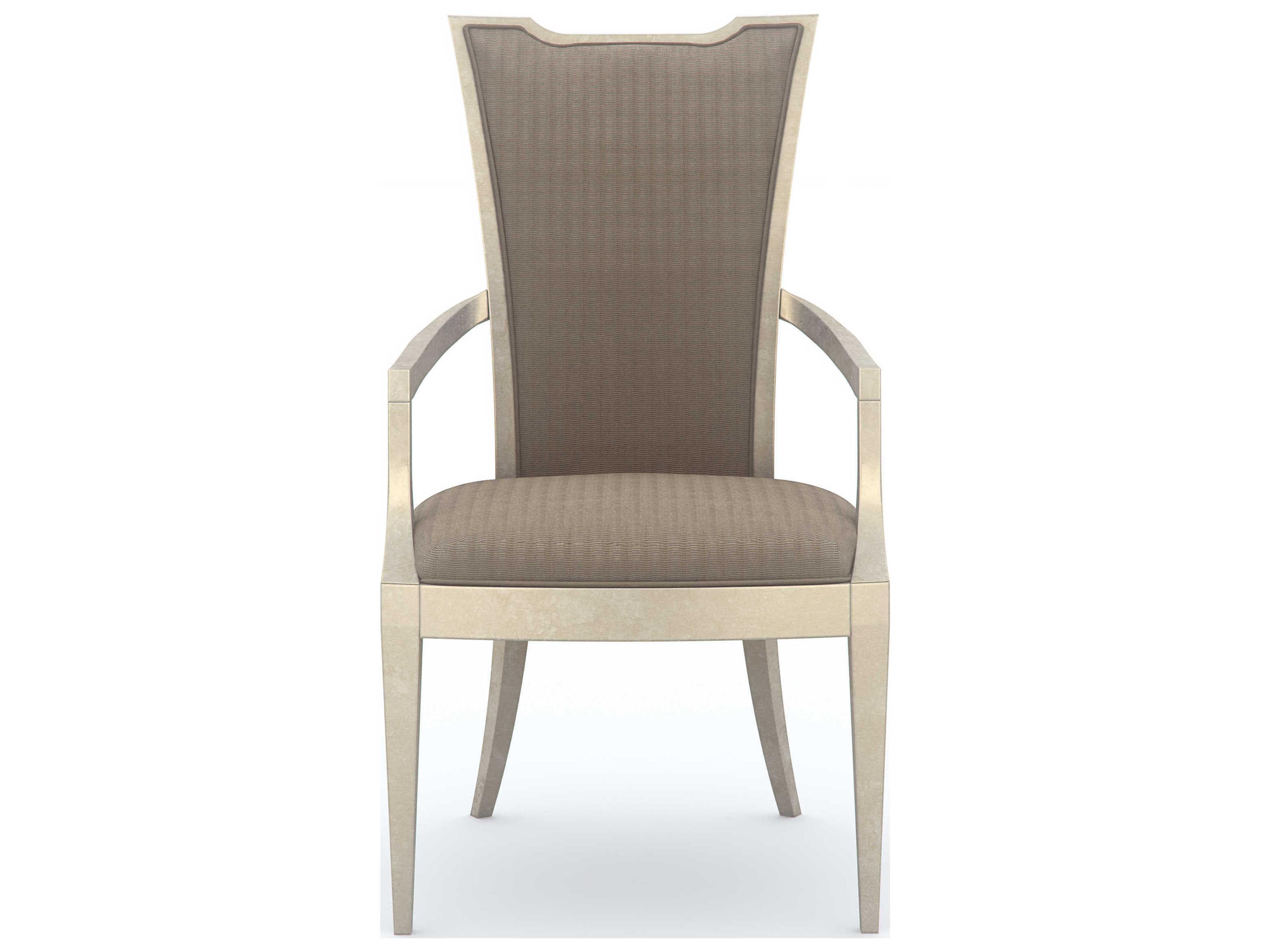 Caracole Classic Very Appealing Gray Upholstered Arm Dining Chair