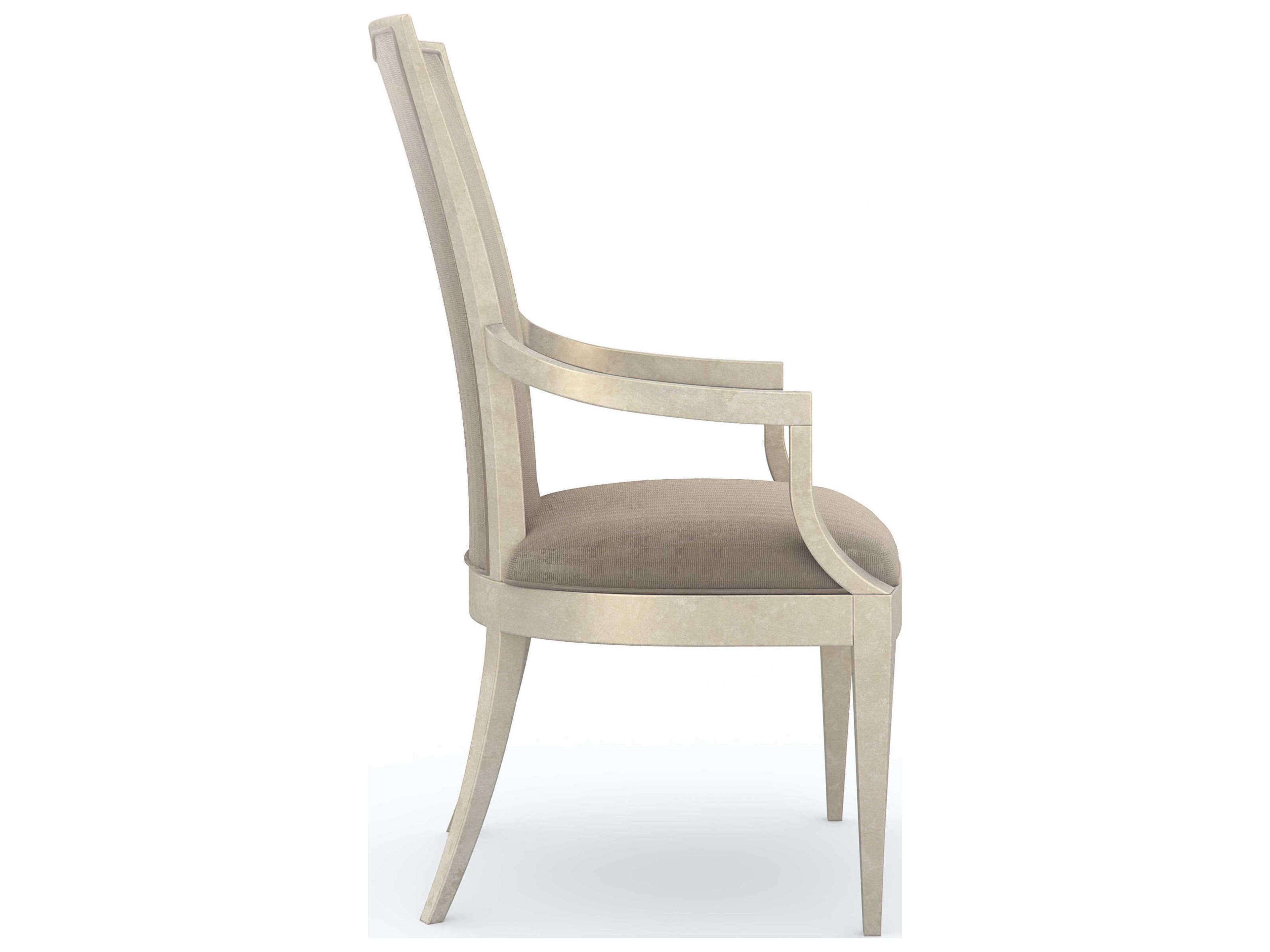 Caracole Classic Very Appealing Gray Upholstered Arm Dining Chair