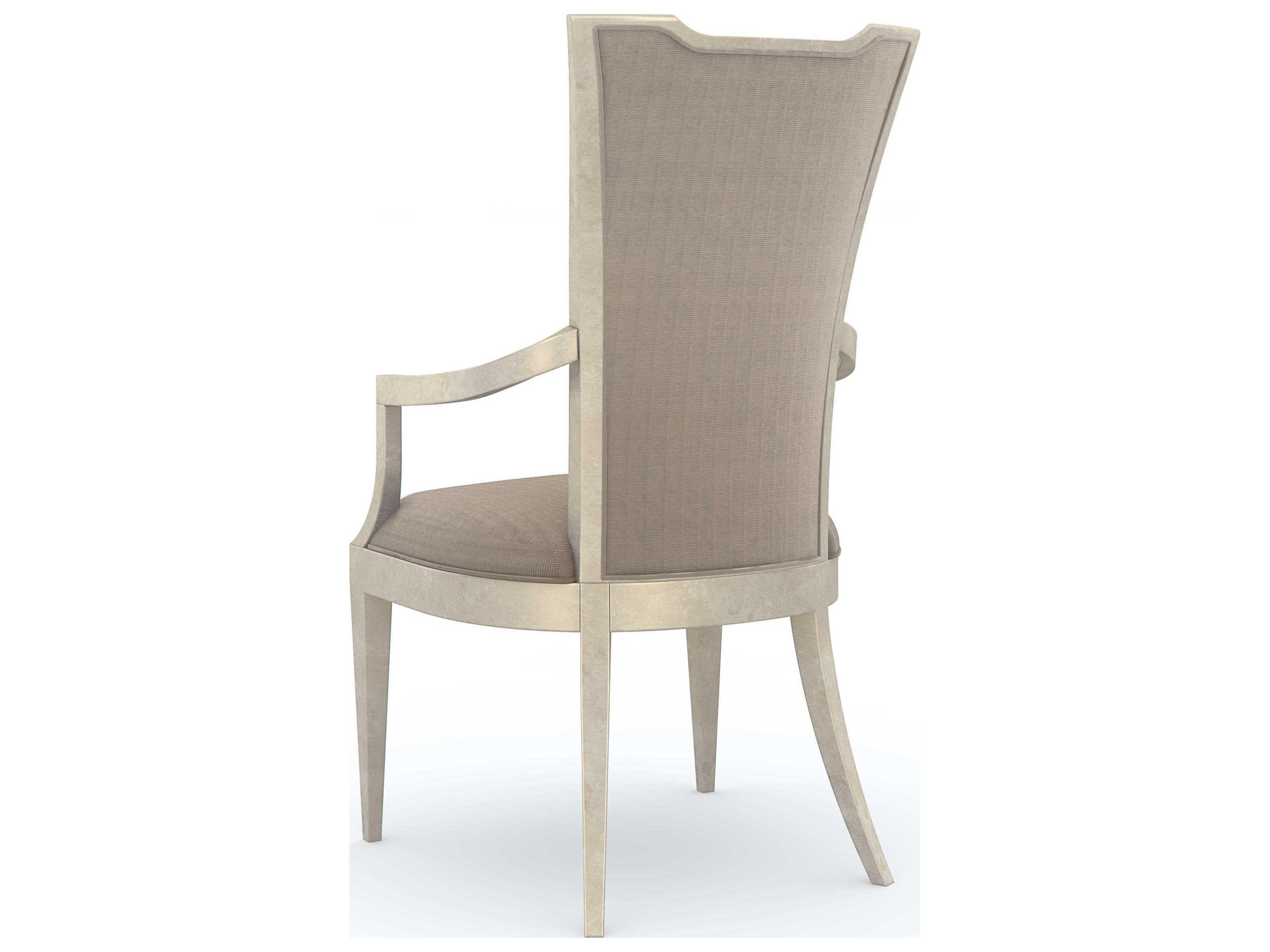 Caracole Classic Very Appealing Gray Upholstered Arm Dining Chair