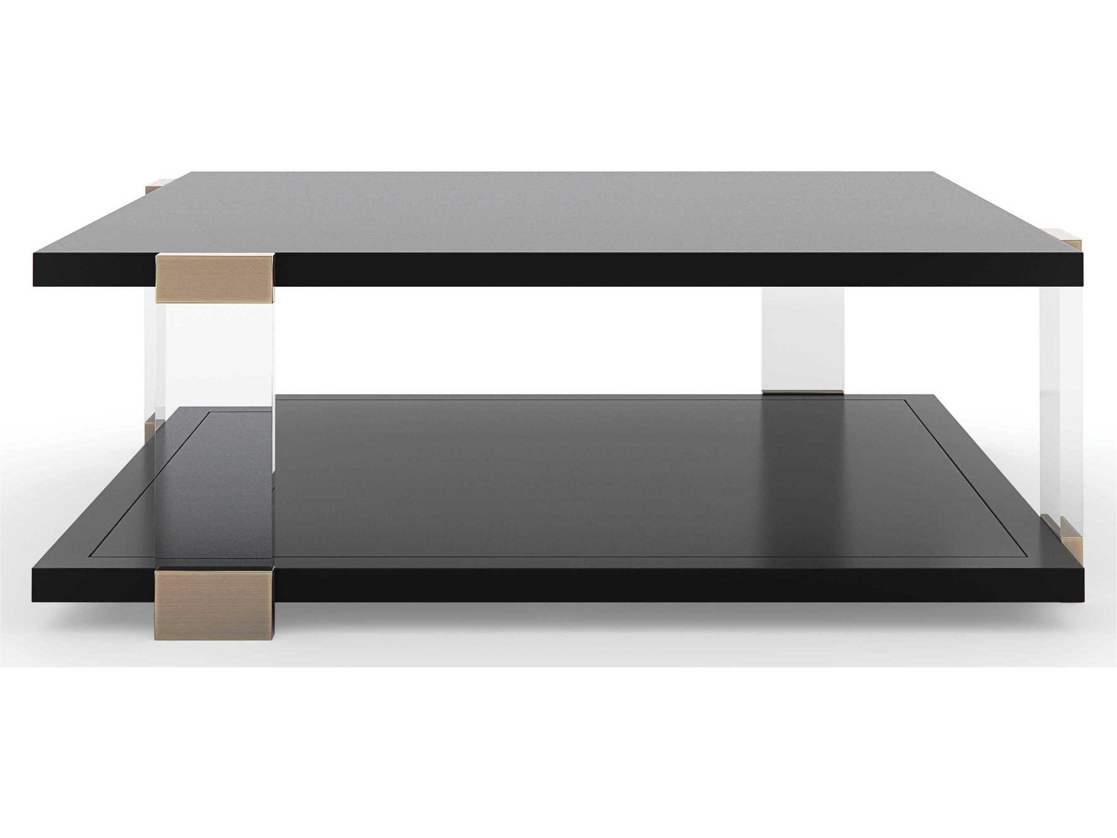 Caracole Classic I'll Take the Corner Square Wood Tuxedo Black Whisper Gold Coffee Table
