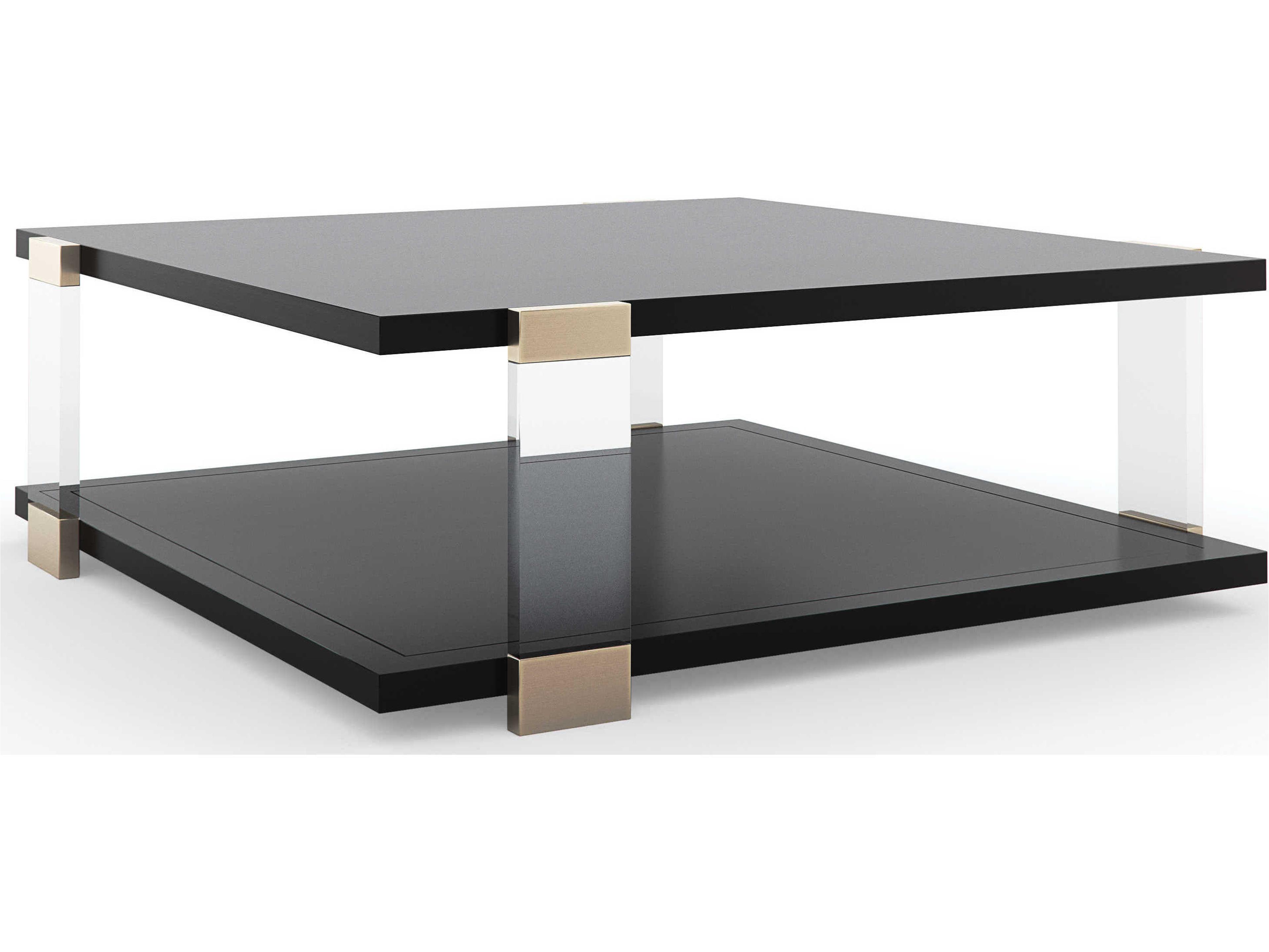 Classic I'll Take the Corner Square Wood Tuxedo Black Whisper Gold Coffee Table