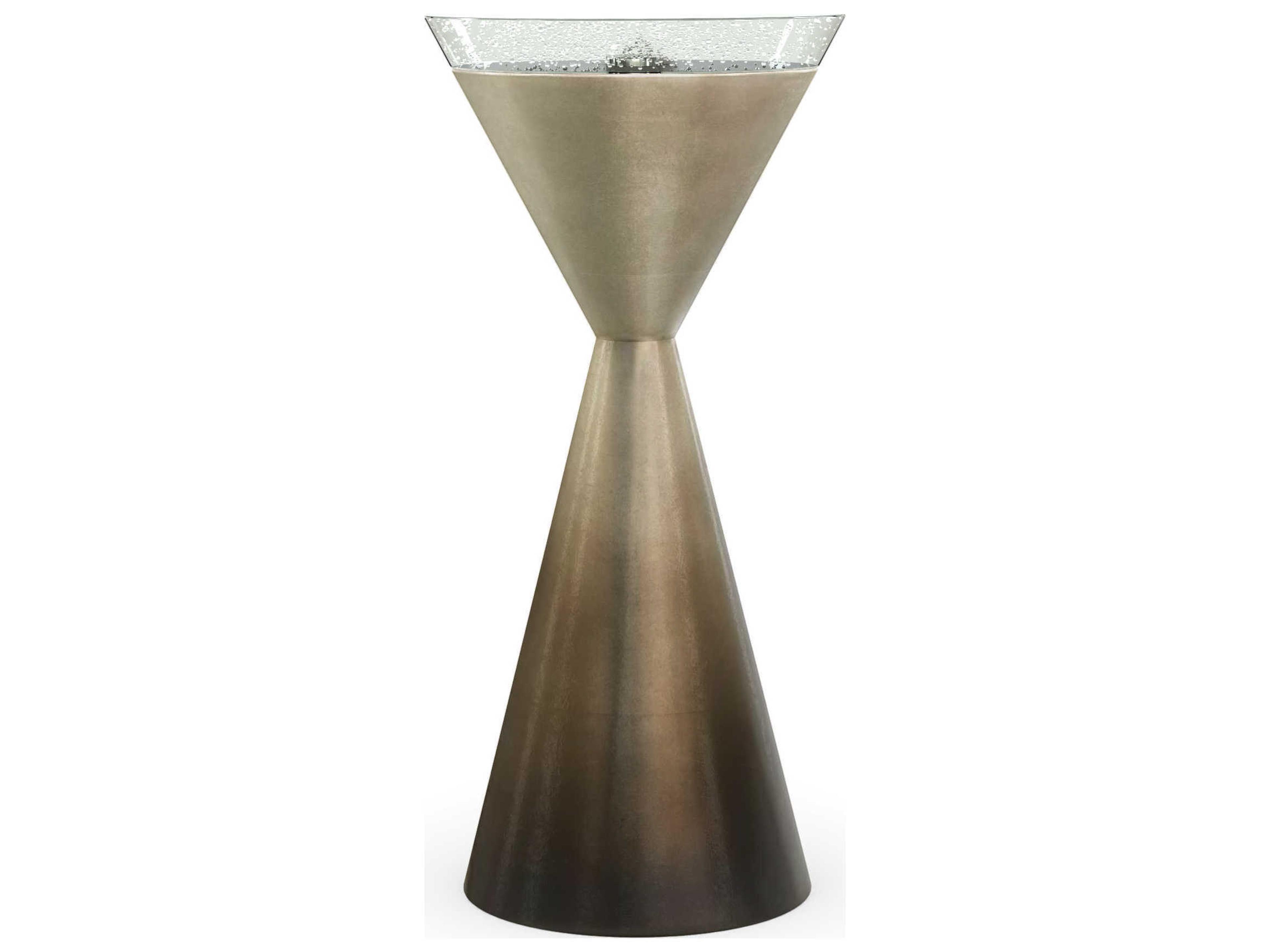 Classic Spy Glass Round End Table Ombre Leaf and Bubble Glass