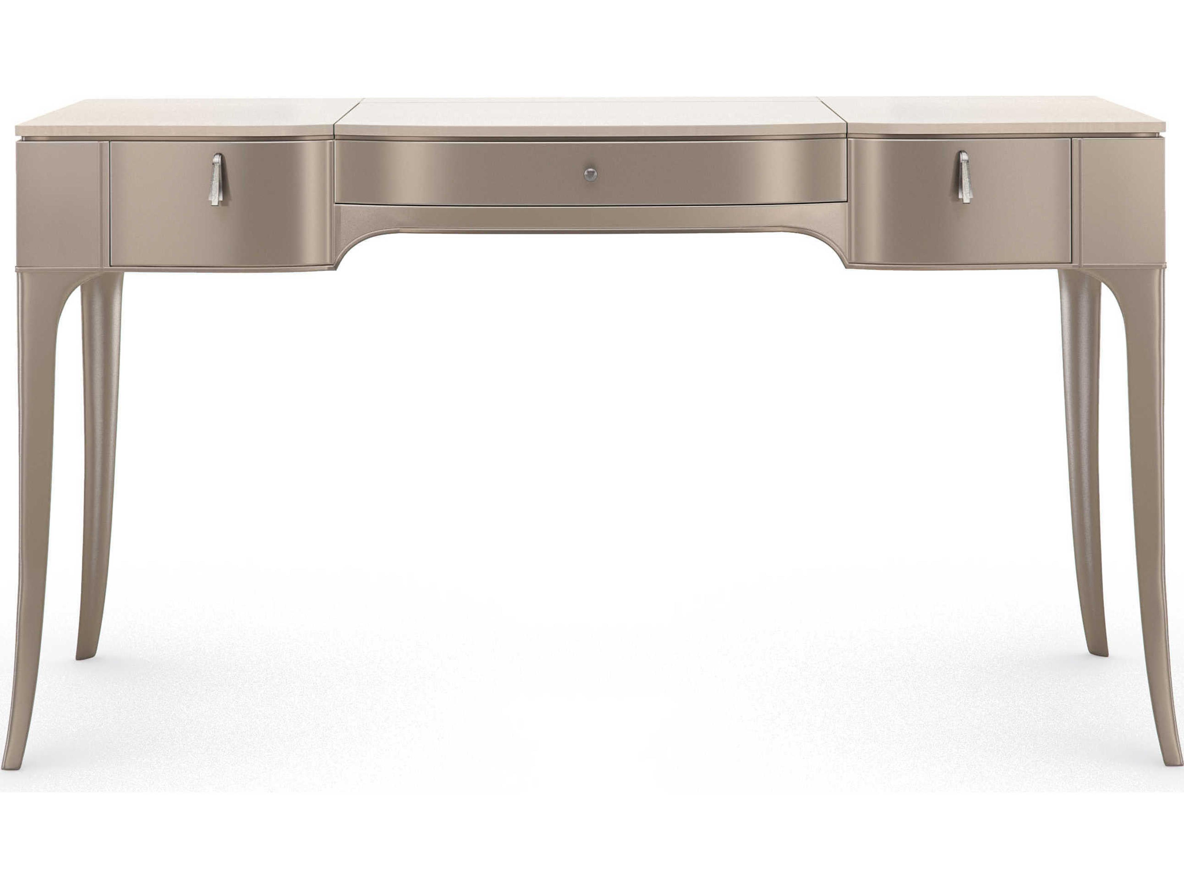 Caracole Classic Kiss N Makeup Soft Silver Paint Vanilla Cream Vanity Table