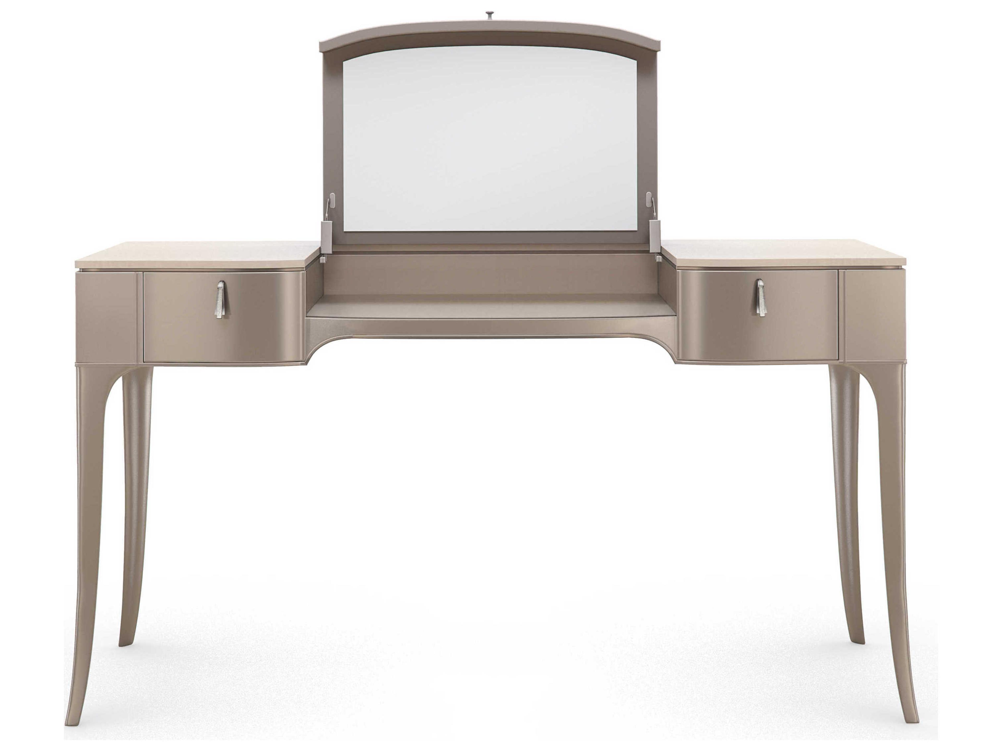 Caracole Classic Kiss N Makeup Soft Silver Paint Vanilla Cream Vanity Table