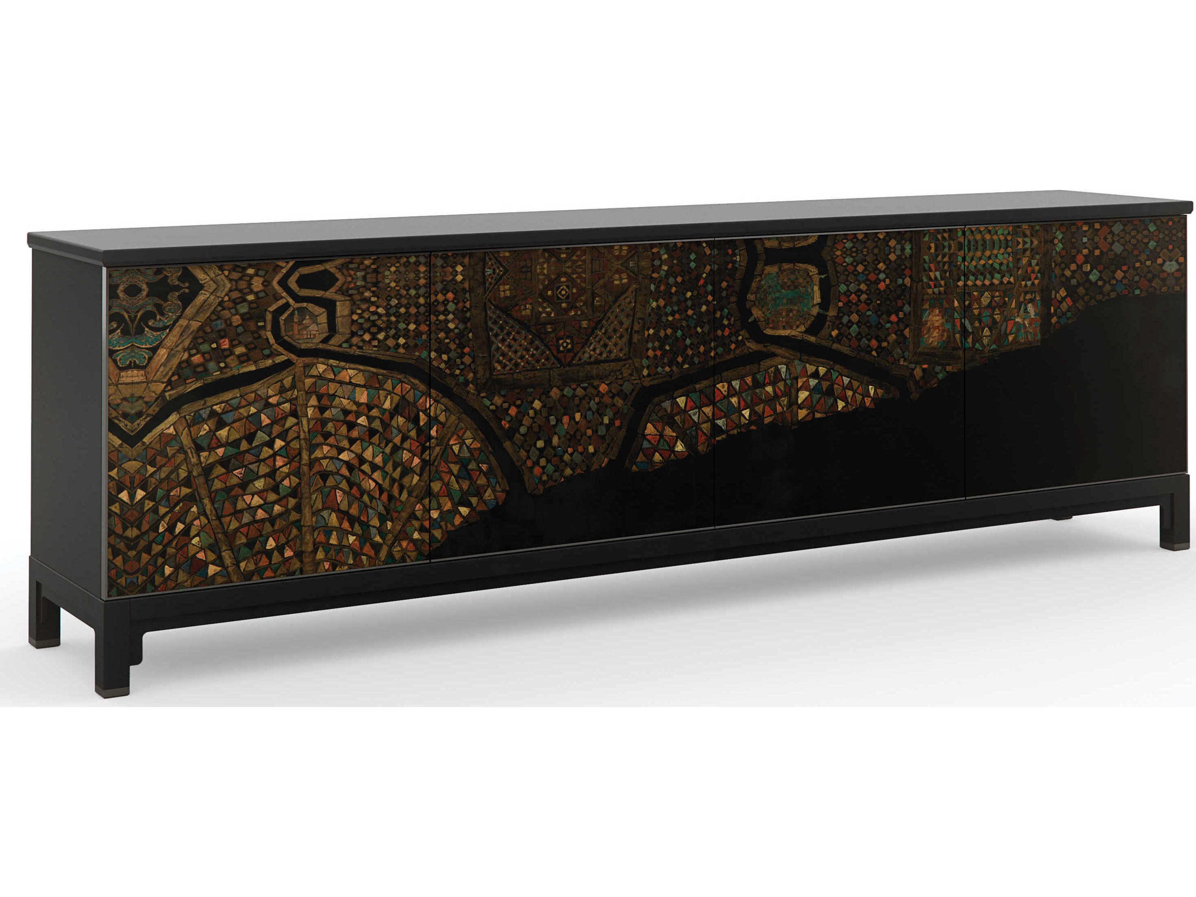 Caracole Classic Mosaic 100" Satin Ebony Deep Bronze Media Console