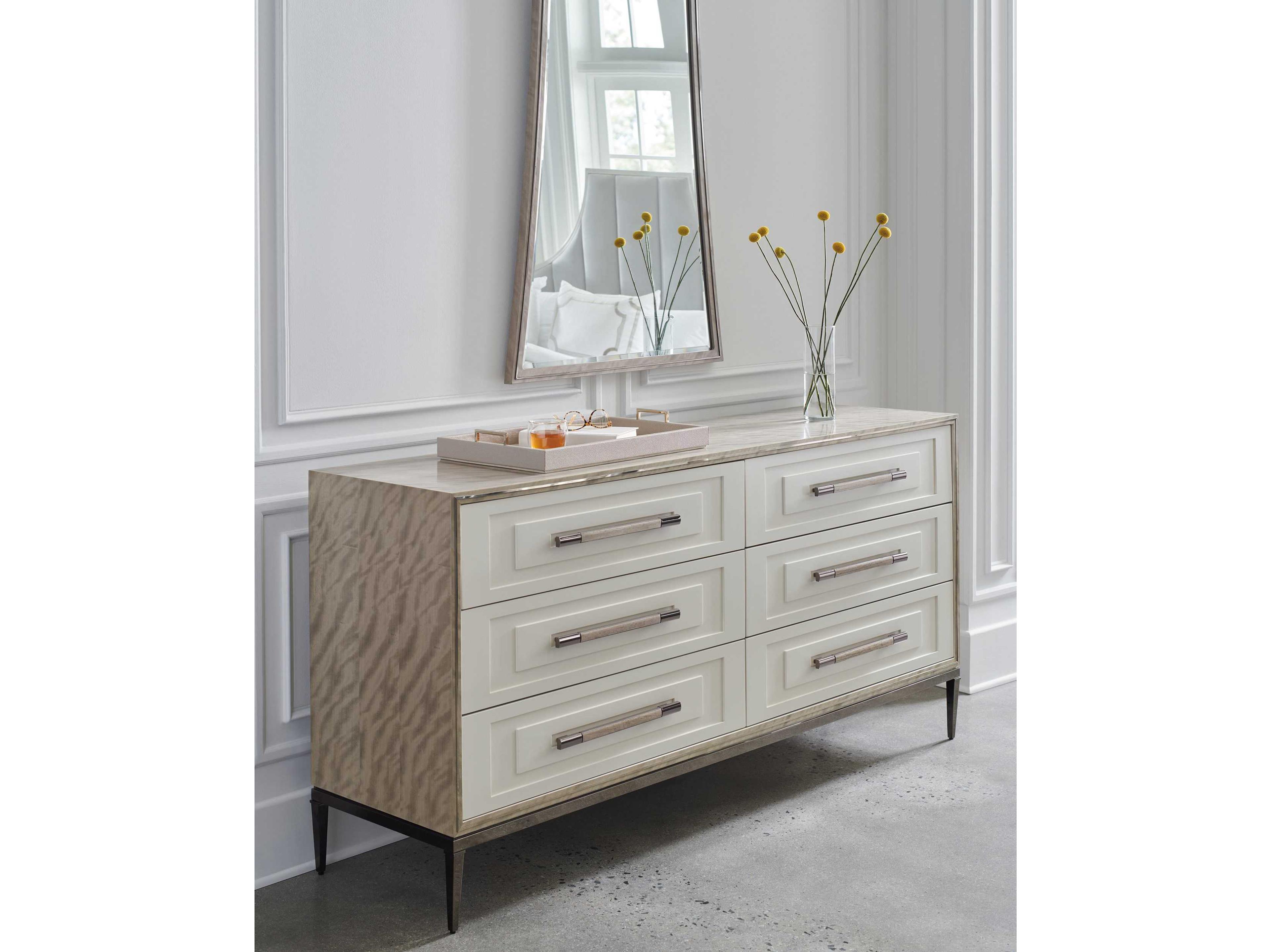 Caracole Classic Impressive 6-Drawers Brown Birch Wood Double Dresser