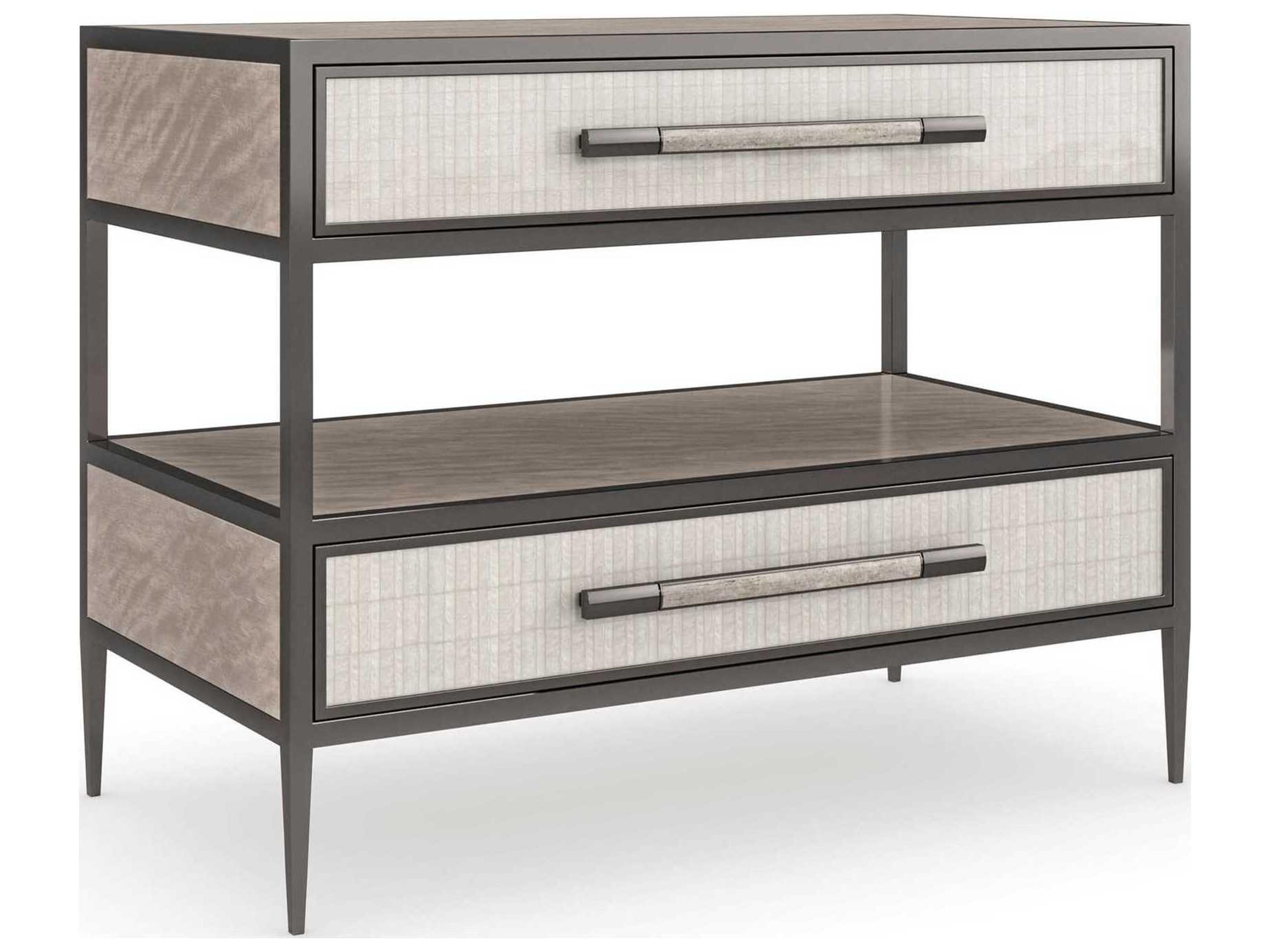 Dual Impressions Nightstand in Mountain Smoke and Deep Bronze