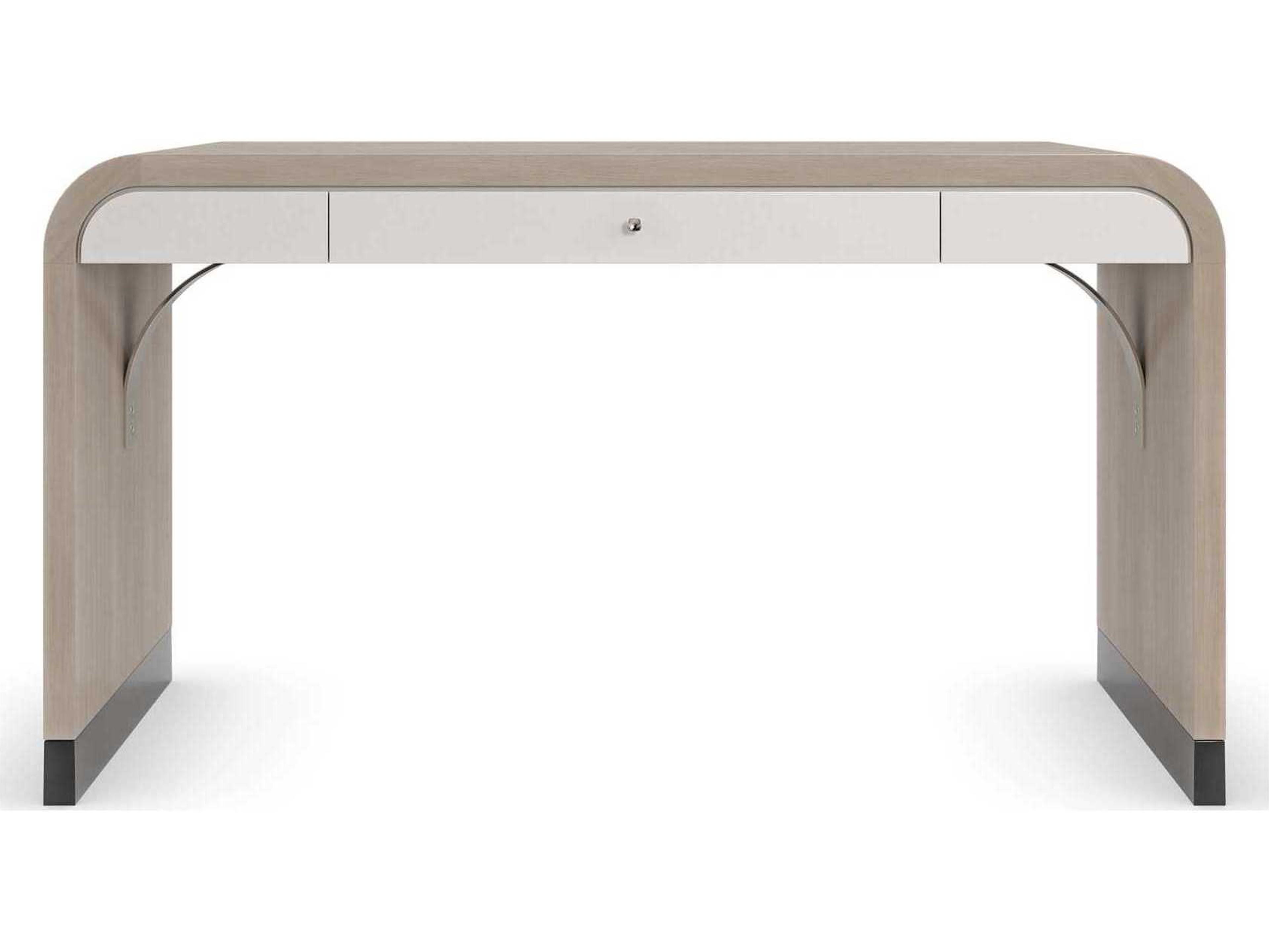 Caracole Classic Free Fall Moonstone Pearly White Almost Black Brown Birch Wood Writing Desk