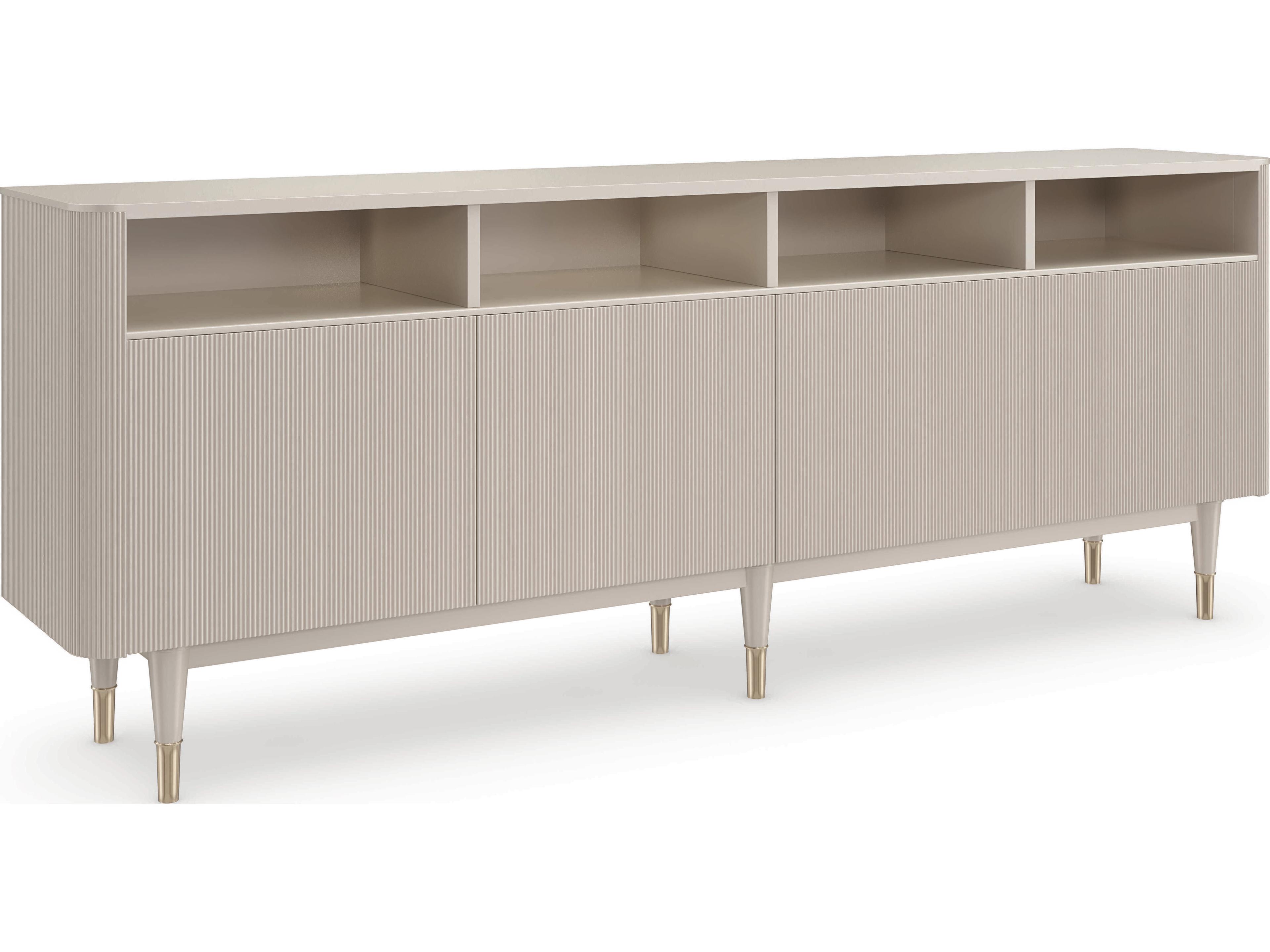 Love Lines 80-Inch Rectangle Console Table in Matte Pearl and Whisper of Gold