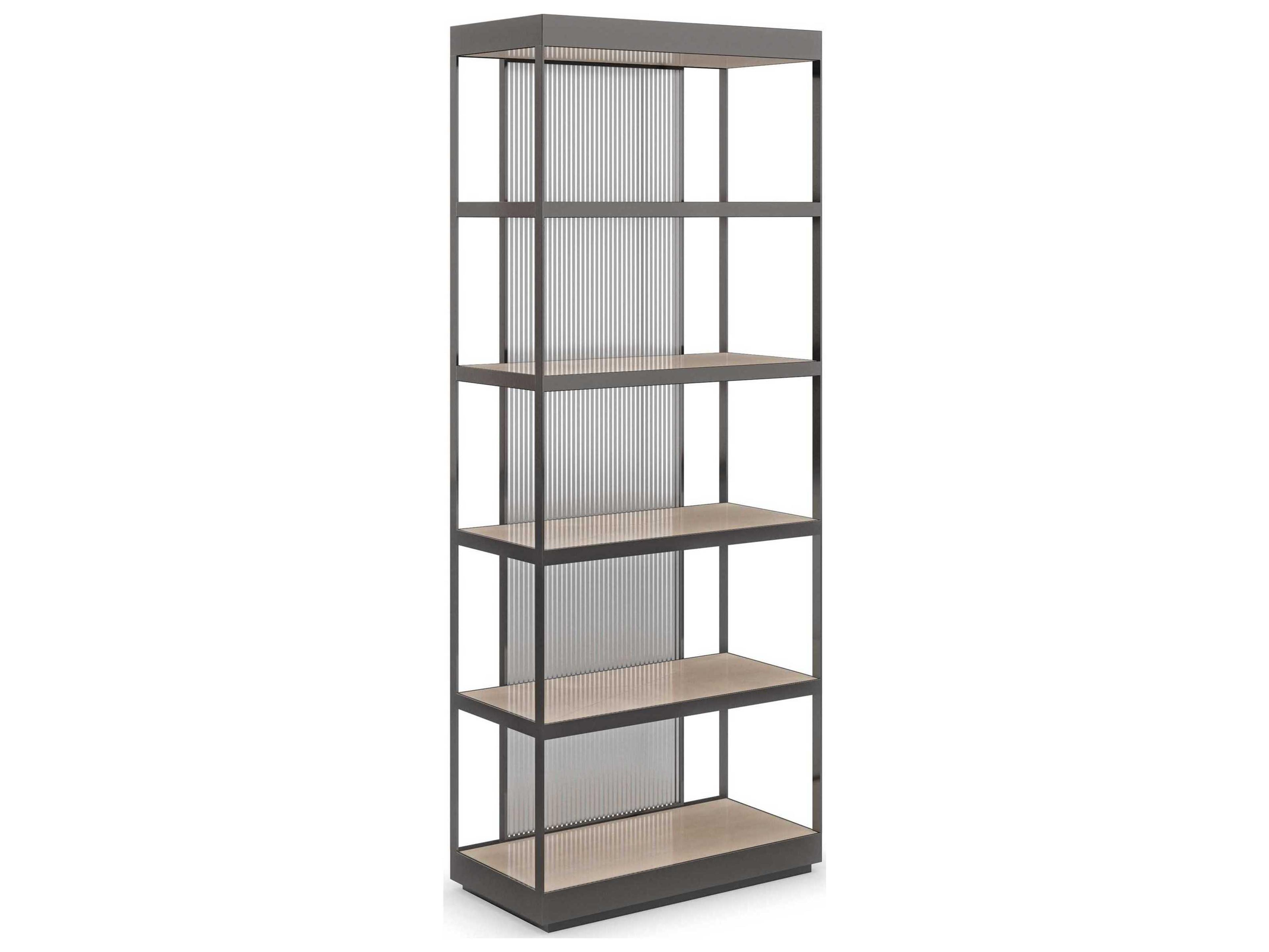 Classic Shelf Life Etagere with Reeded Glass in Deep Bronze and Woodland Gray