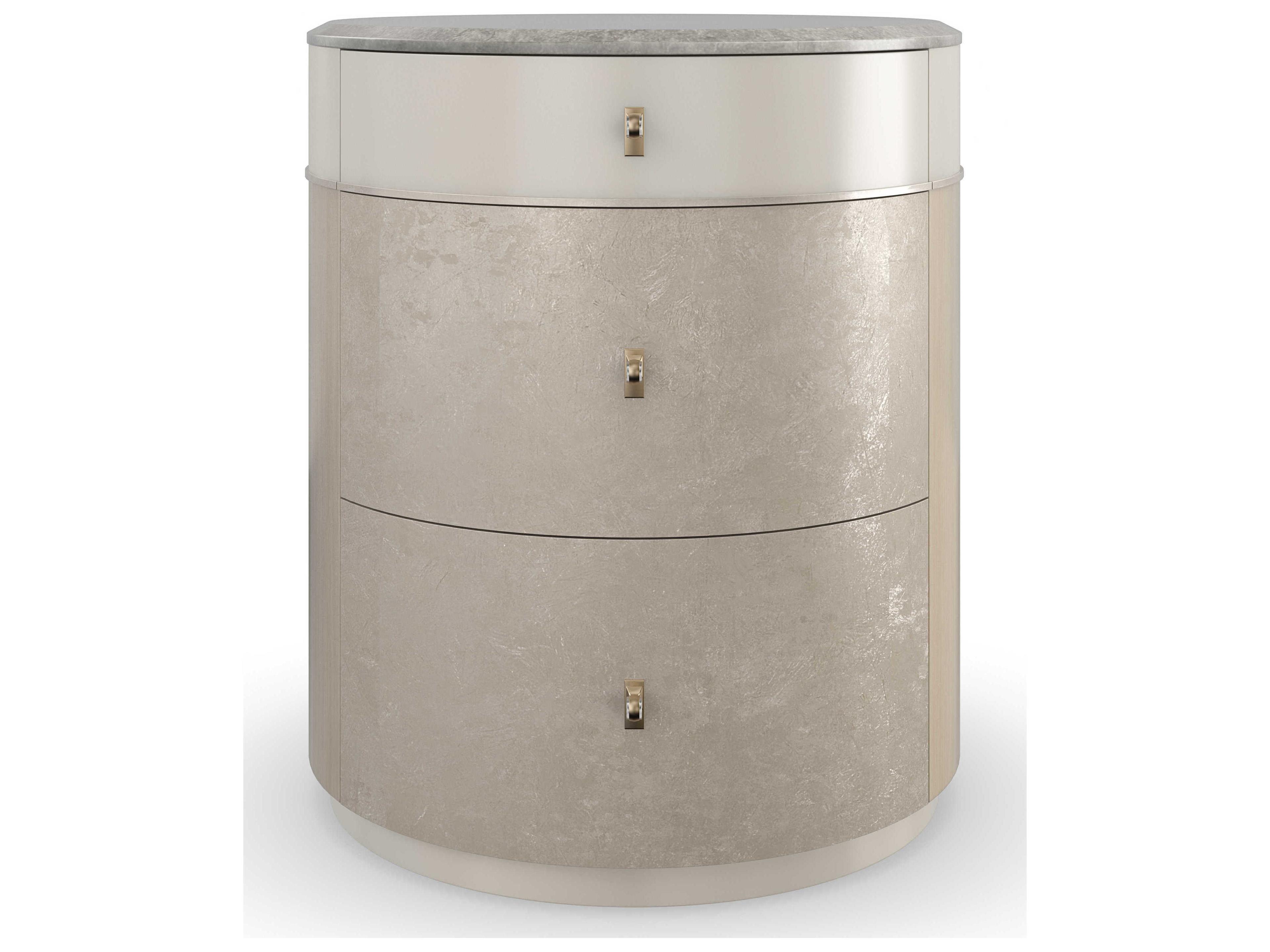 Caracole Classic Hang Round 3-Drawers White Birch Wood Nightstand