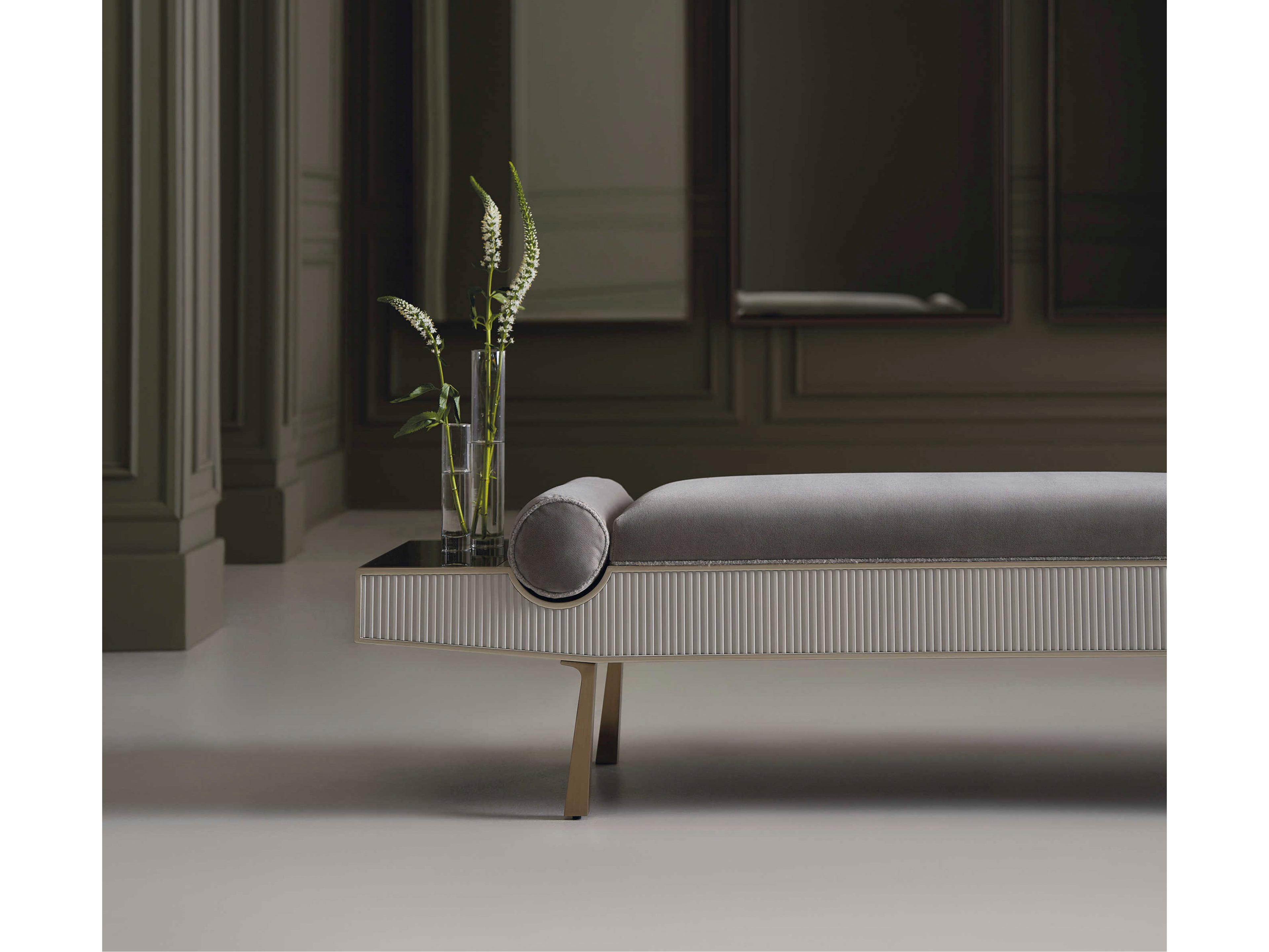 Caracole Classic Roll Play White Upholstered Accent Bench