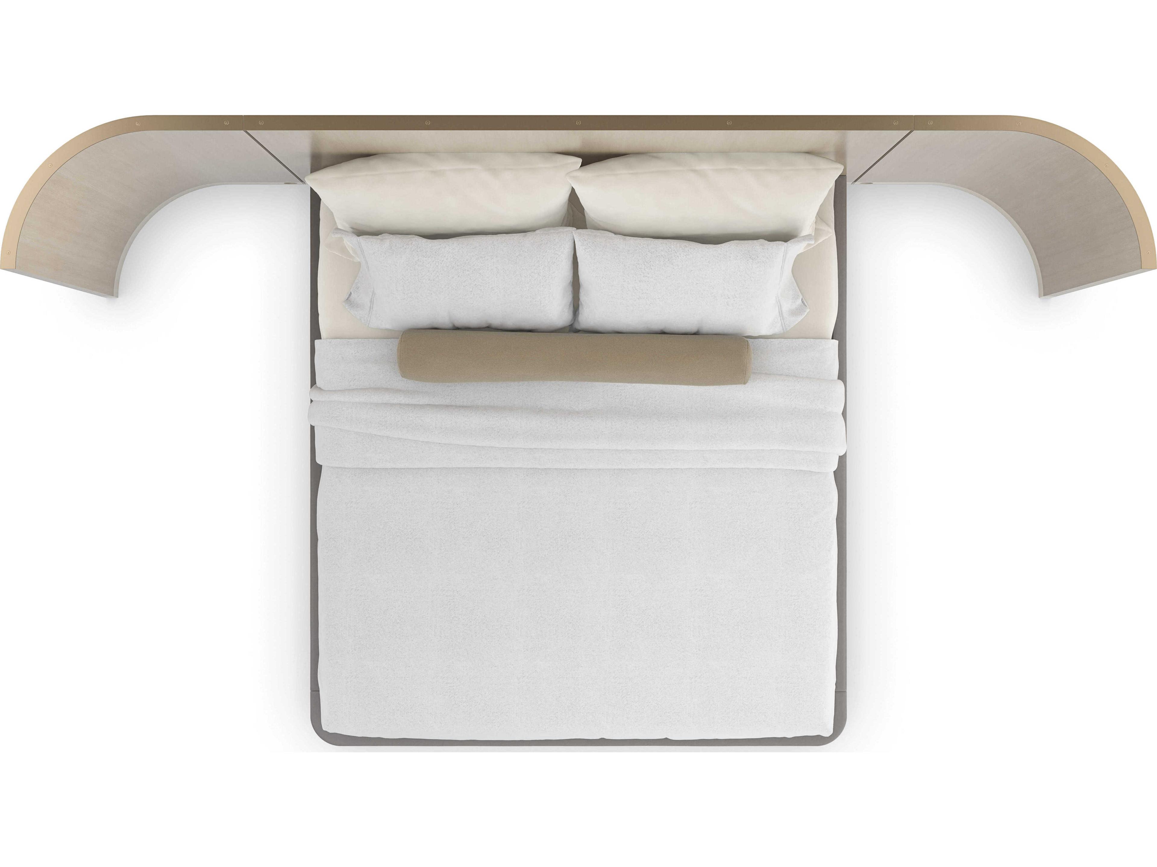 Caracole Classic Dream Chaser with Wings Dry Martini Cloud Brushed Gold Natural Poplar Wood Upholstered King Sleigh Bed