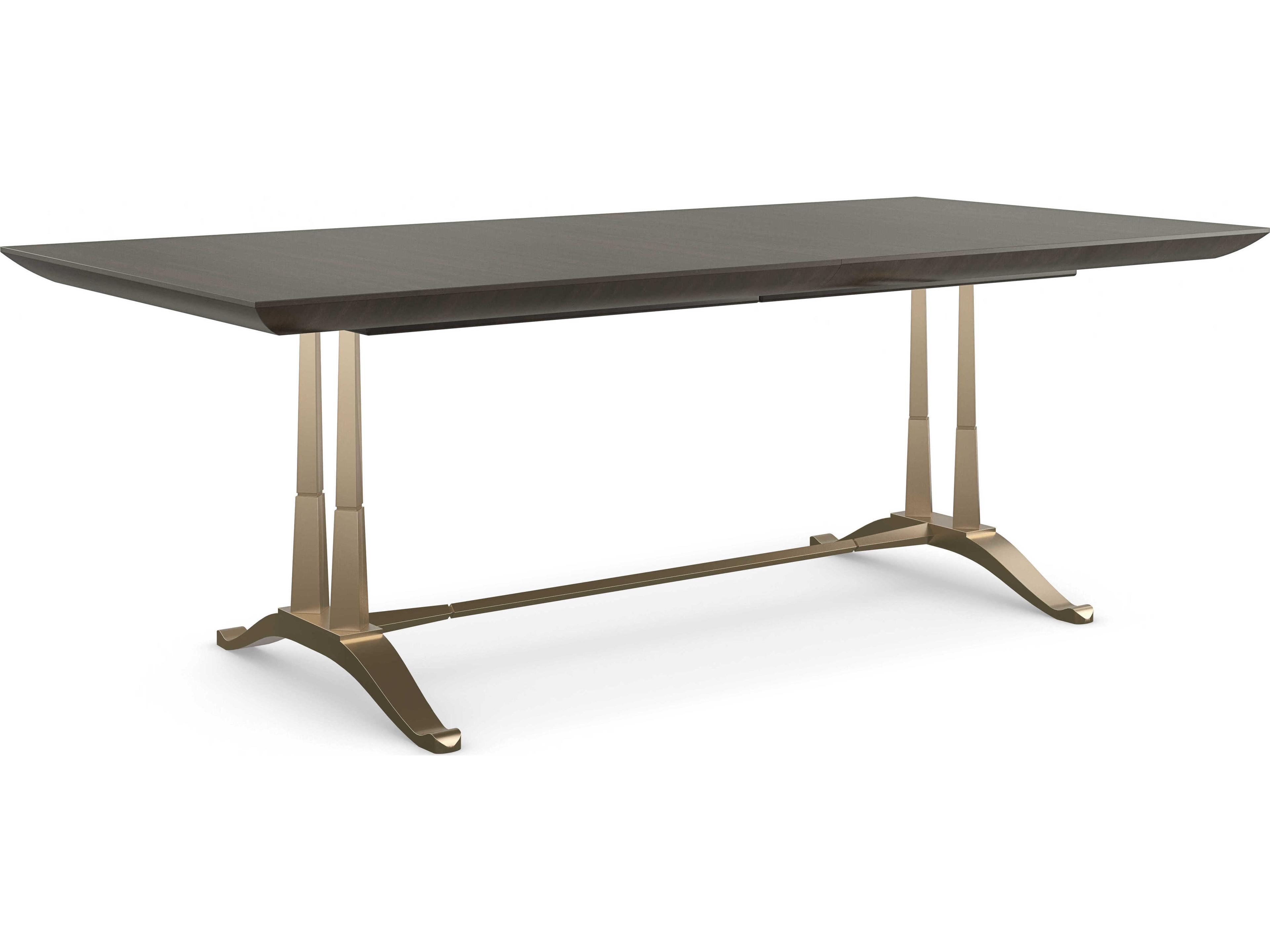 Classic D'Orsay Extendable Rectangular Wood Otter Champagne Gold Dining Table