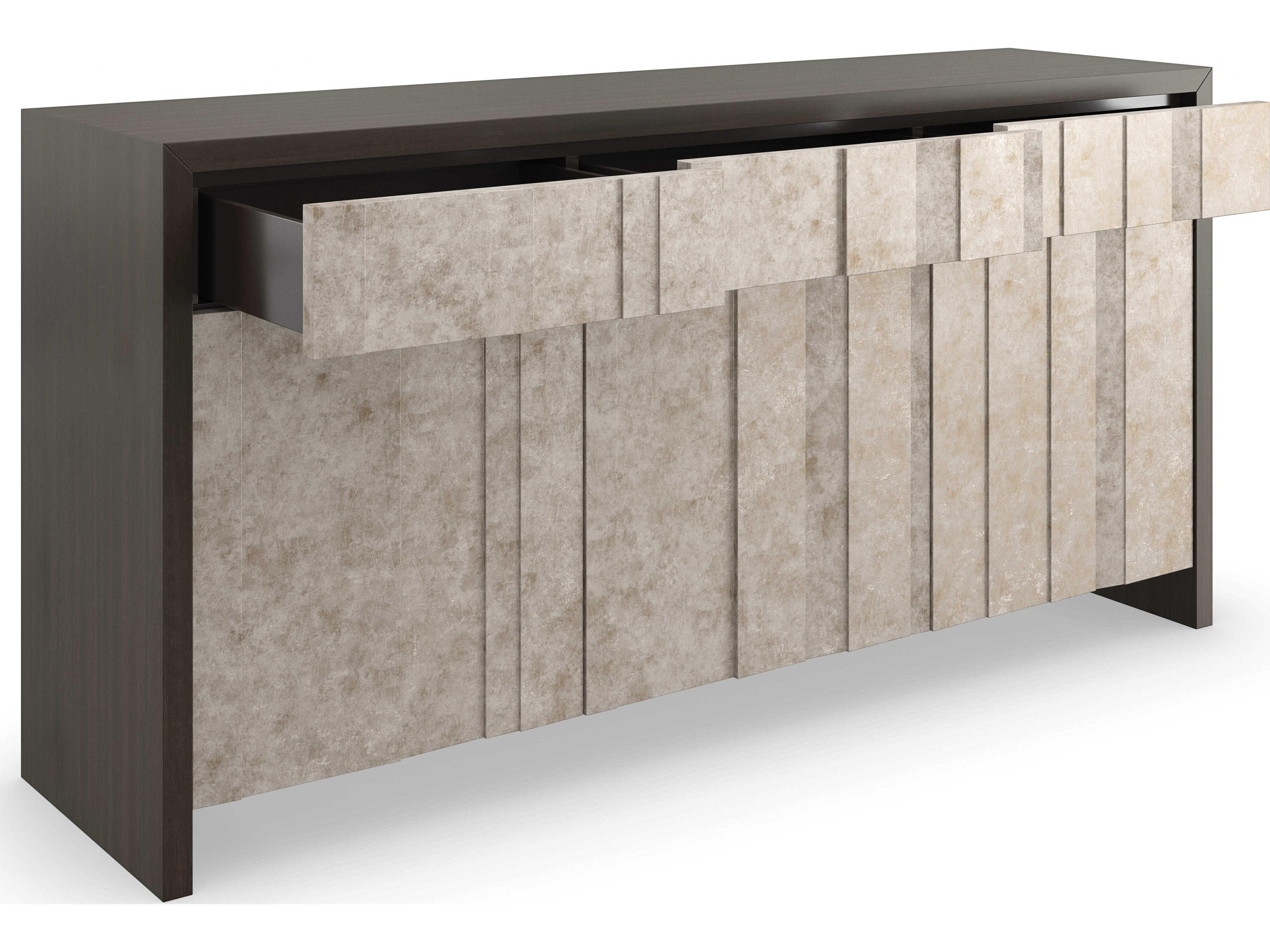 Caracole Classic Golden Hour 68" Poplar Wood Otter Mica Silverleaf Sideboard