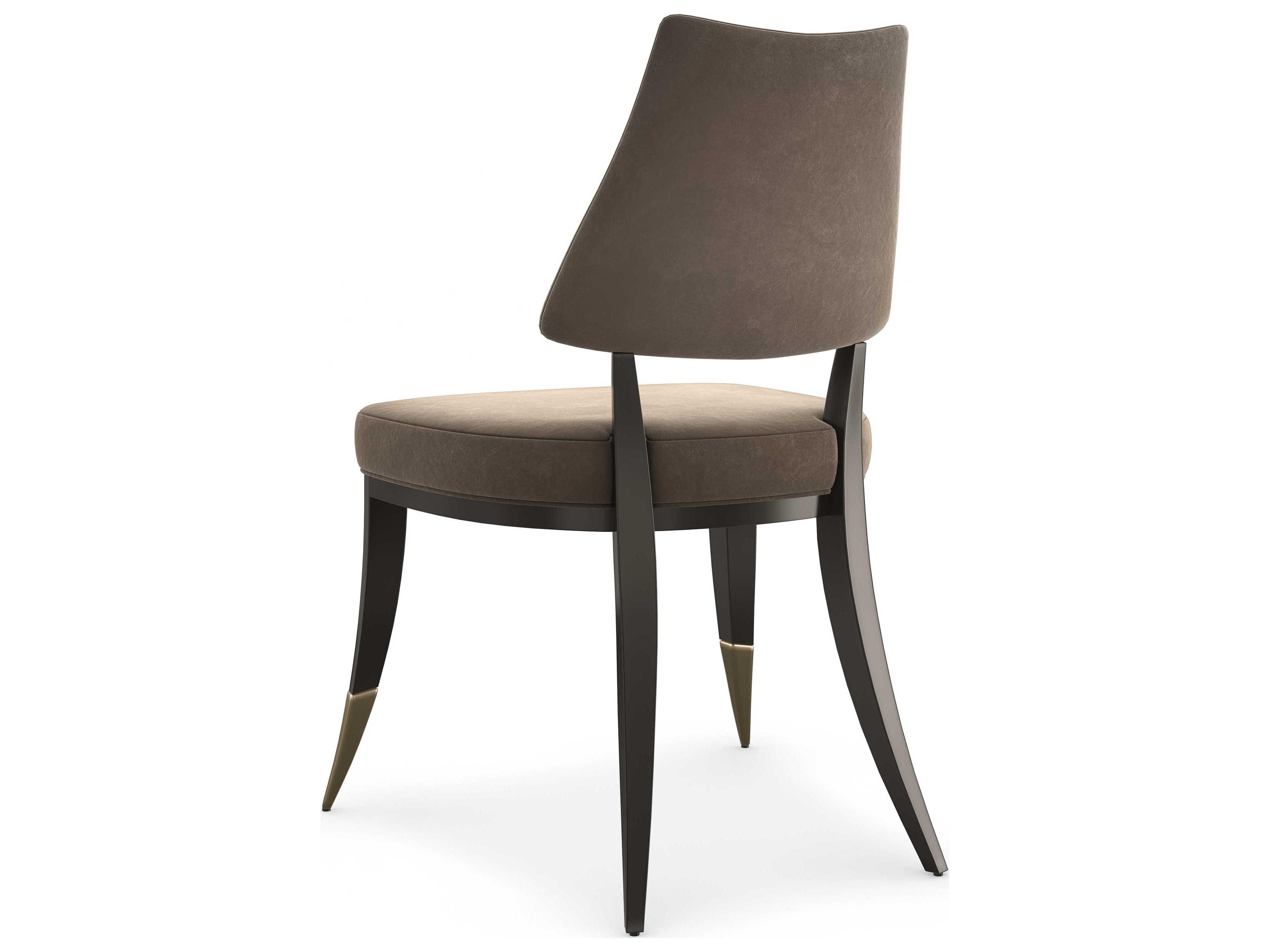 Caracole Classic Caress Fabric Poplar Wood Ebony Upholstered Side Dining Chair