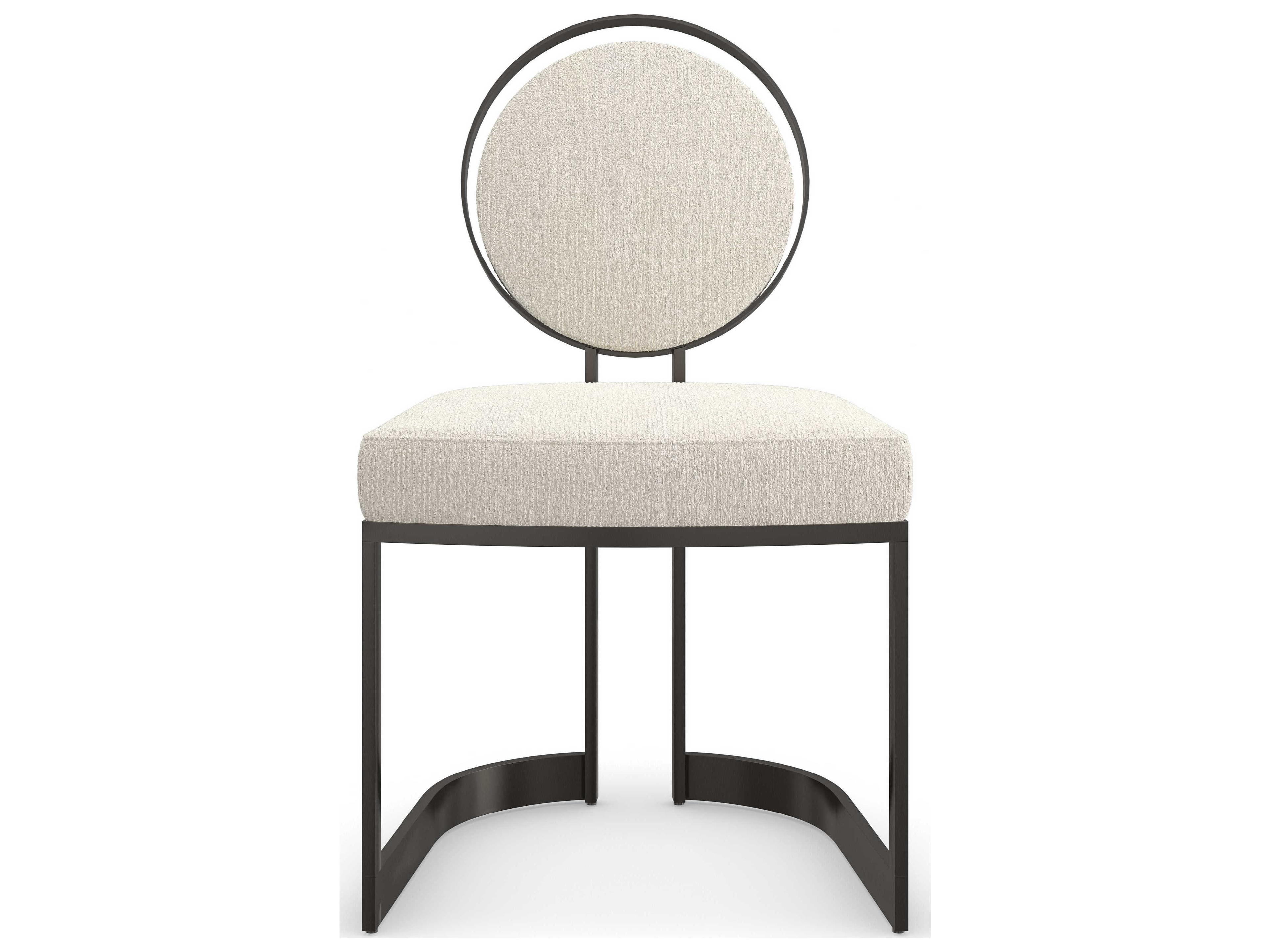 Caracole Classic La Lune Fabric Bronze Upholstered Side Dining Chair